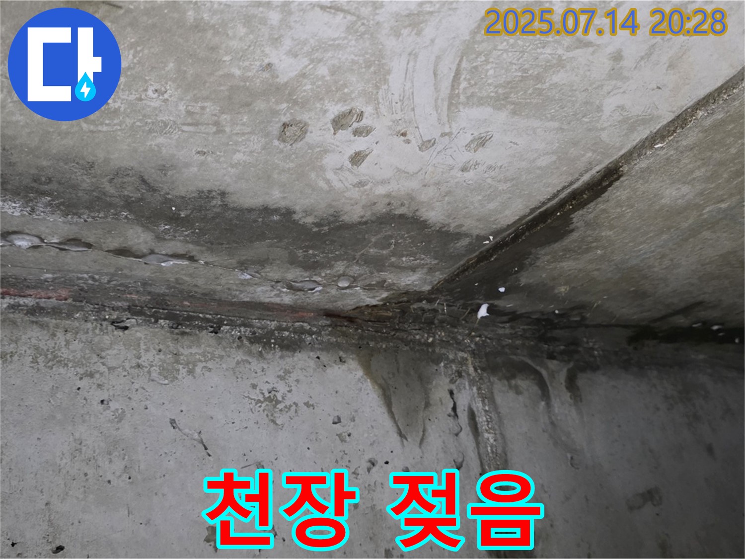 남양주 오남 두산아파트 천장 - 누수로 인해 젖어 있는 천장 모습