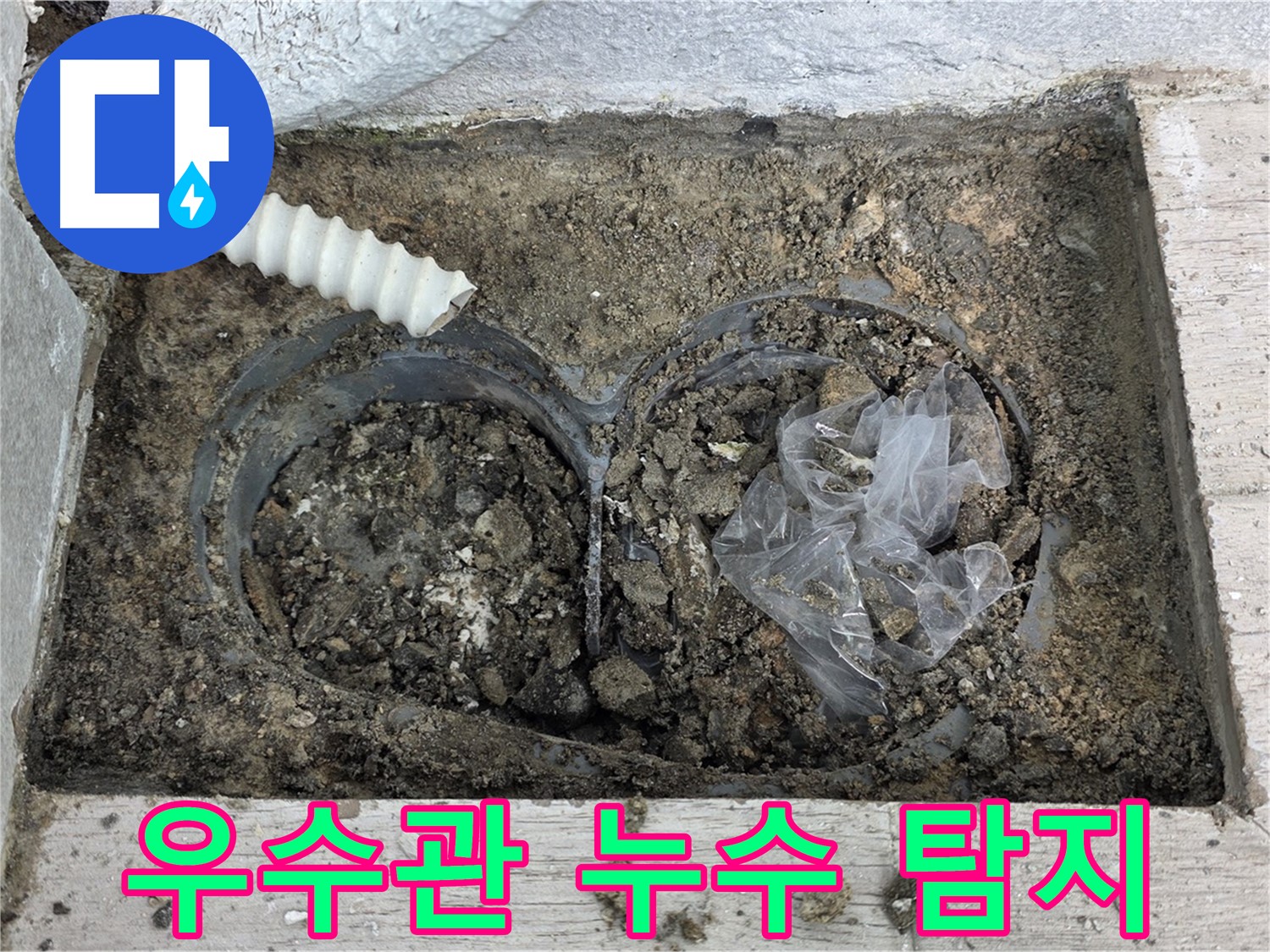 노원구 중계동 청구3차 아파트에서 우수관 연결 부위 누수 탐지 작업을 진행 중입니다 - 누수 전문가의 정확한 진단으로 문제 해결!