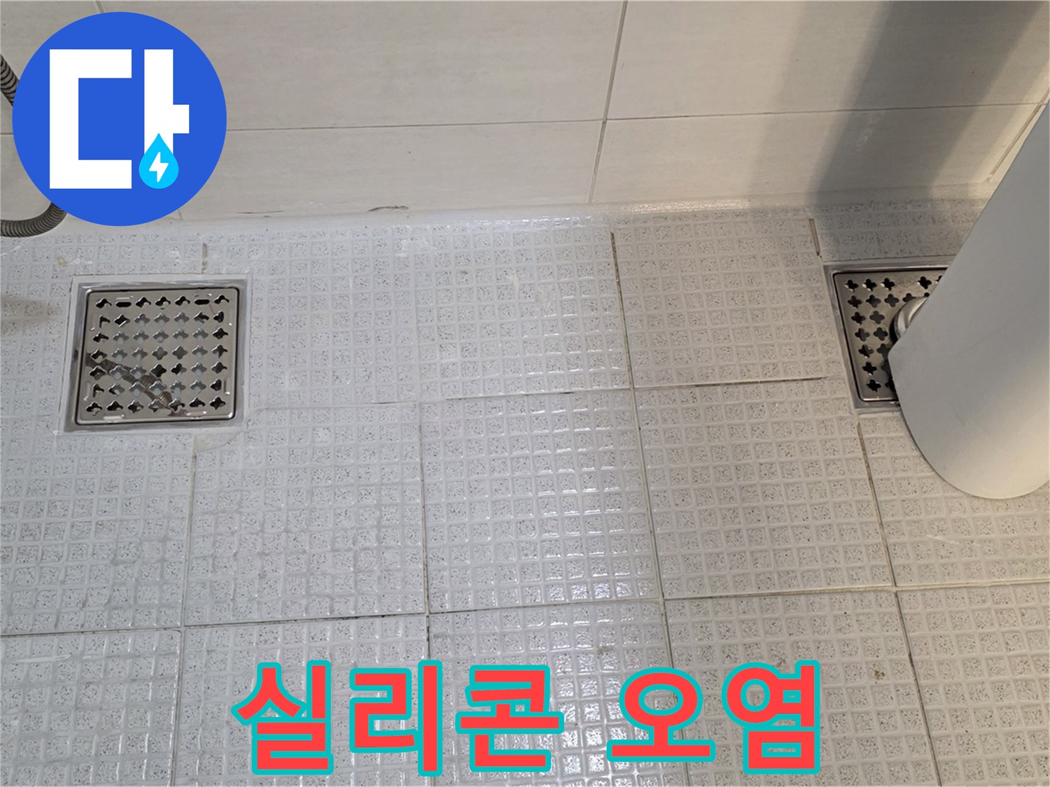 과천 문원동 욕실 - 배수구 주변 실리콘 오염, 누수와 곰팡이 때문일 수 있습니다