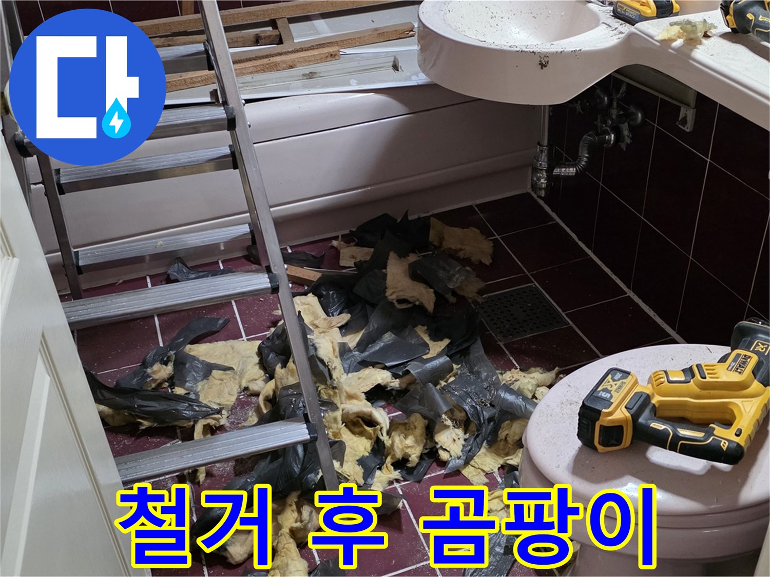화도읍 두산아파트 욕실 철거 후 드러난 곰팡이 - 누수의 흔적, 완벽 제거