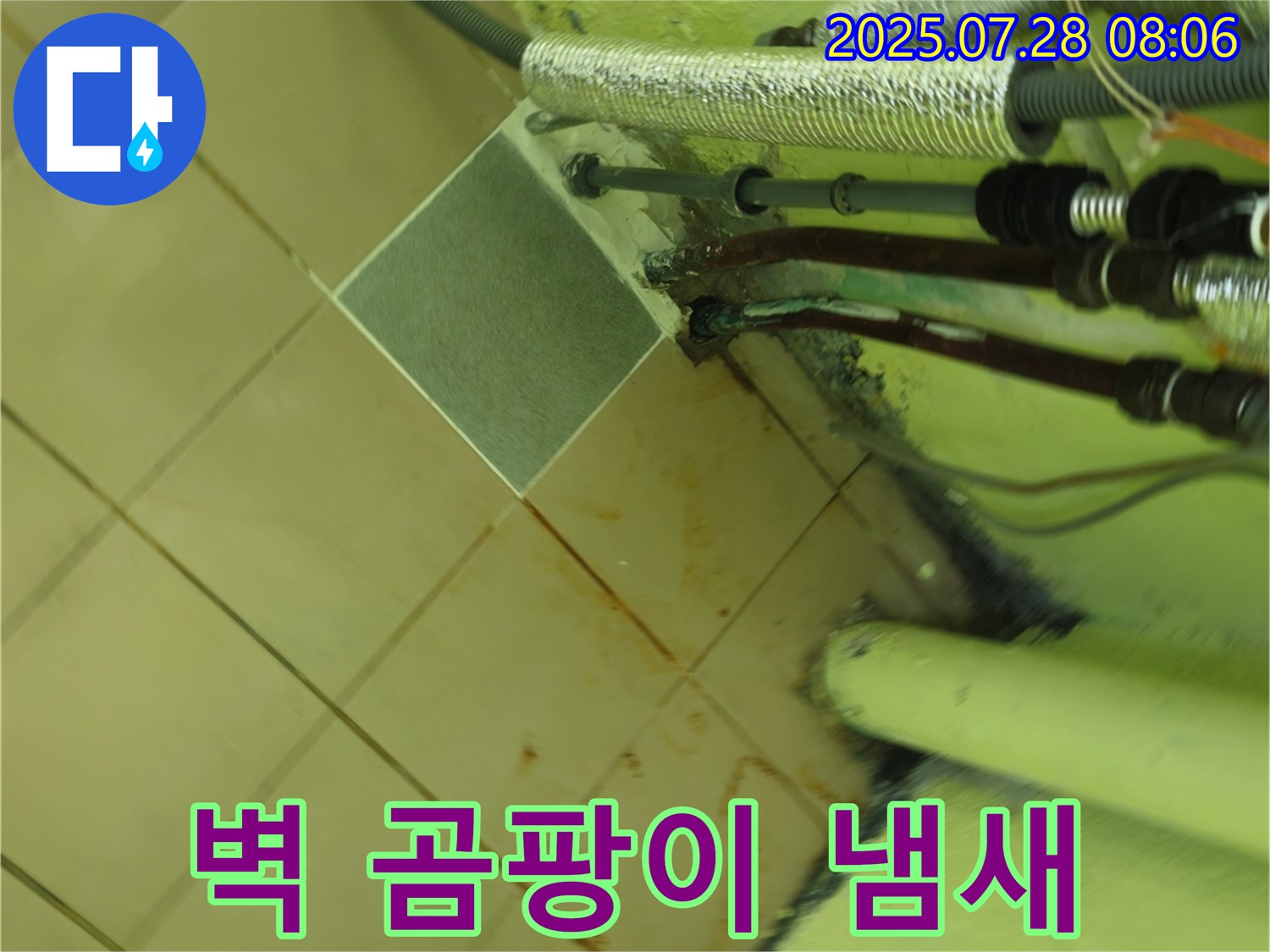 화도읍 창현리 두산아파트 누수 - 벽면 곰팡이와 누수 흔적은 곰팡이 냄새를 유발하며 건강에 해로울 수 있습니다.