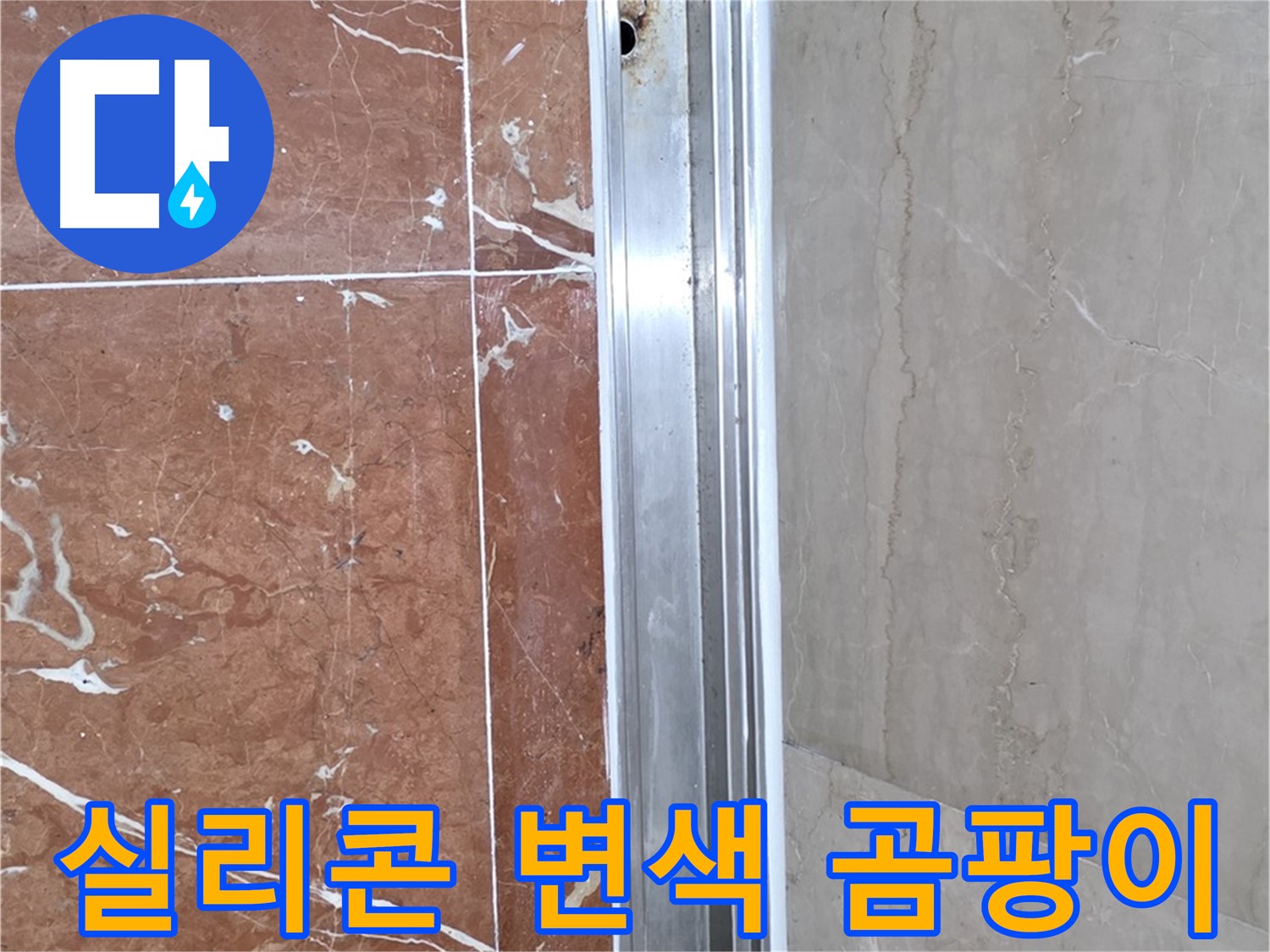 서초2동 샤워부스 레일 안쪽 실리콘 변색 - 곰팡이 발생과 누수