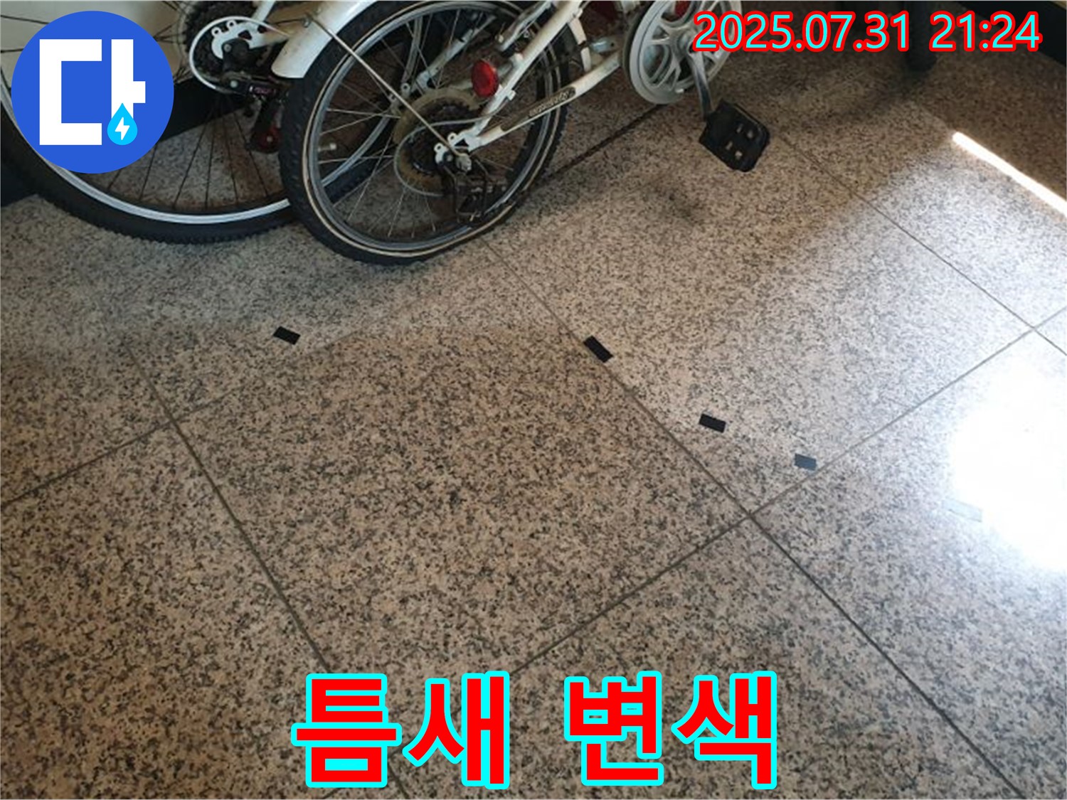 고양시 덕양구 동산동 누수 - 타일 틈새의 변색은 누수와 관련이 있을 수 있으므로, 면밀히 확인해야 합니다