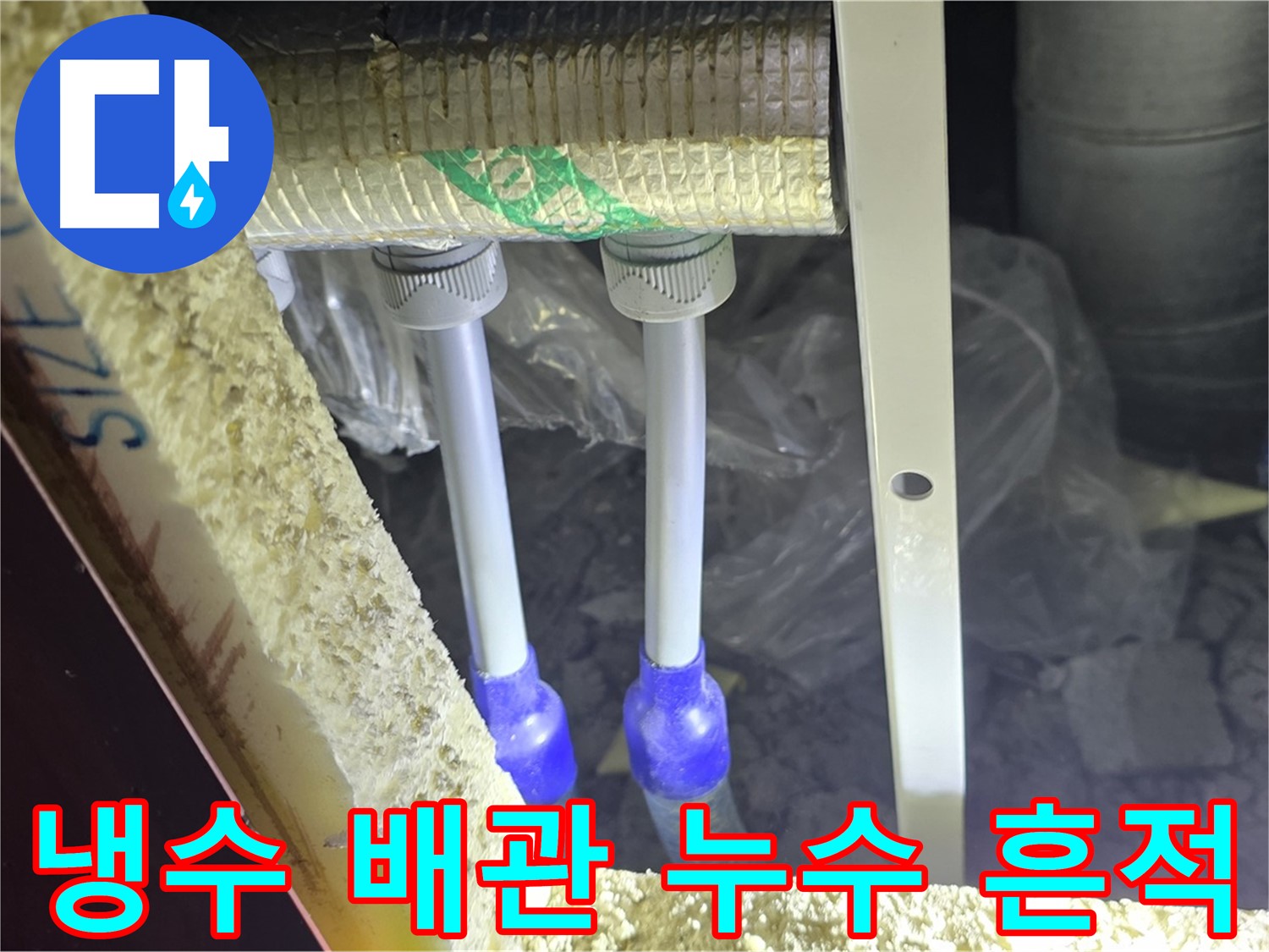 양주시 삼숭동 자이아파트 누수 - 냉수 배관 연결 부위 주변 누수 흔적 정밀 검사