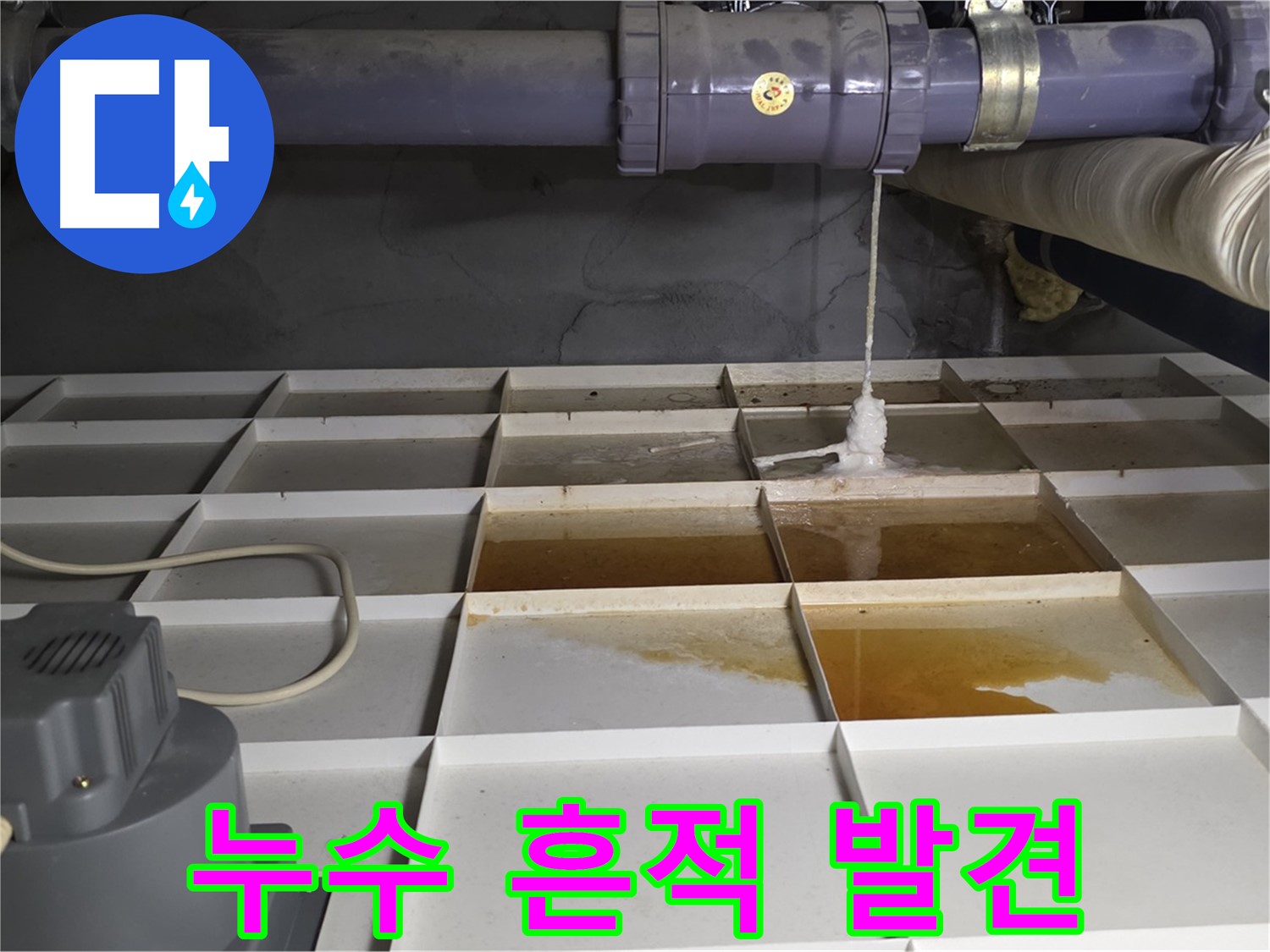 성남 분당 운중동 산운마을 6단지에서 누수 흔적을 발견한 모습 - 작은 흔적도 놓치지 않고 꼼꼼하게 확인합니다.