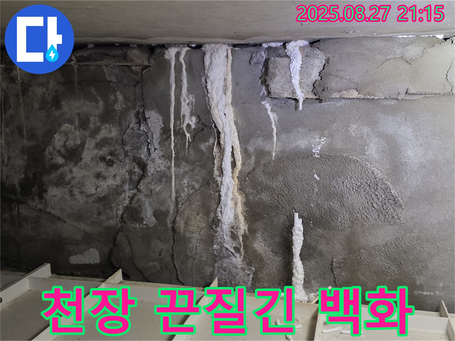 운중동 산운로 주차장 천장 - 끈질기게 발생했던 백화현상을 완벽하게 해결한 시공 사례입니다.
