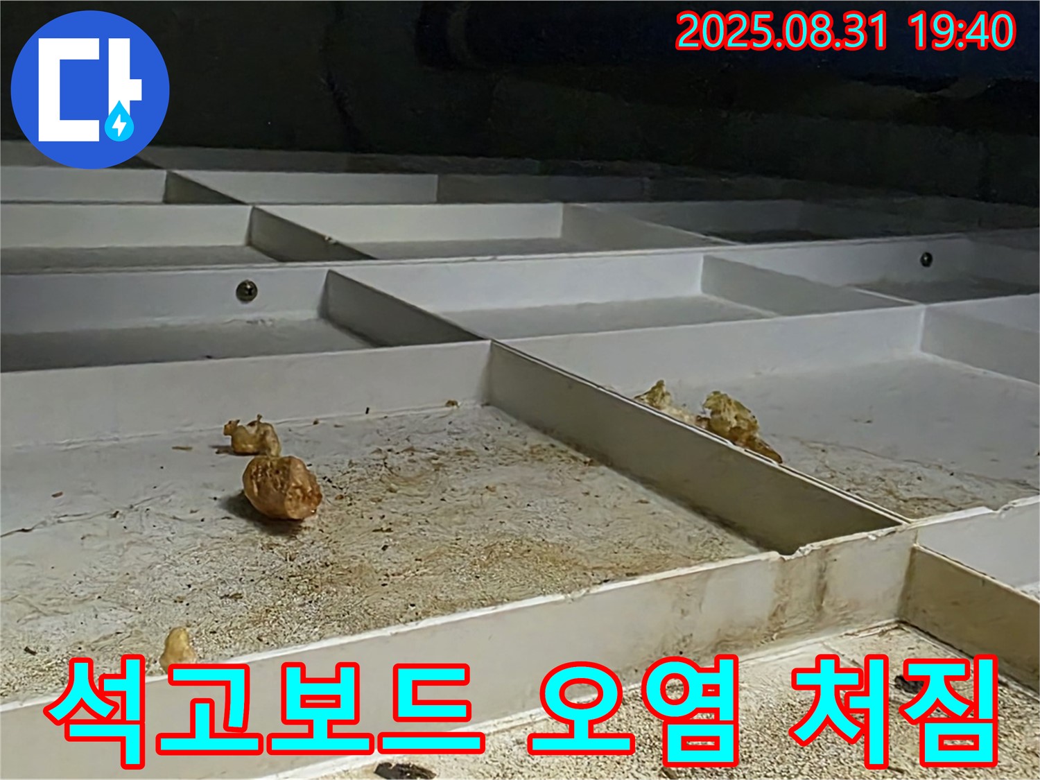분당구 산운로 누수 - 천장 누수로 인한 석고보드 오염 및 처짐 발생