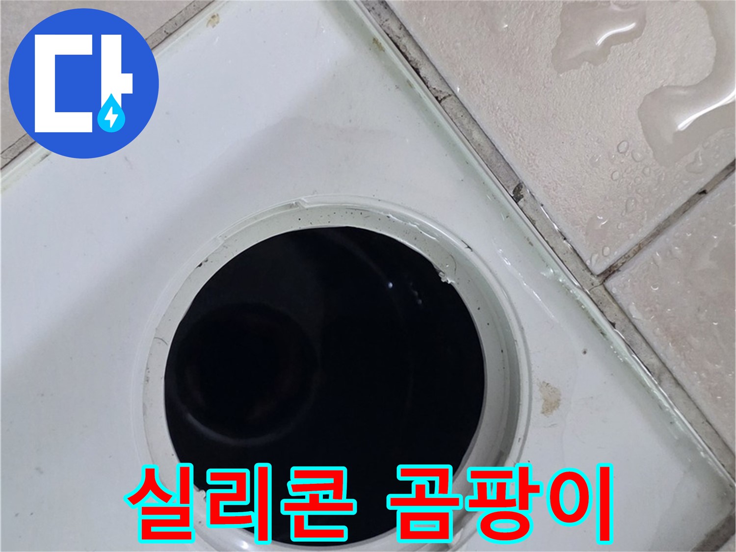 양주 백석 서광아침의빛아파트 욕실 배수구 주변 실리콘 곰팡이 - 방수 기능 상실