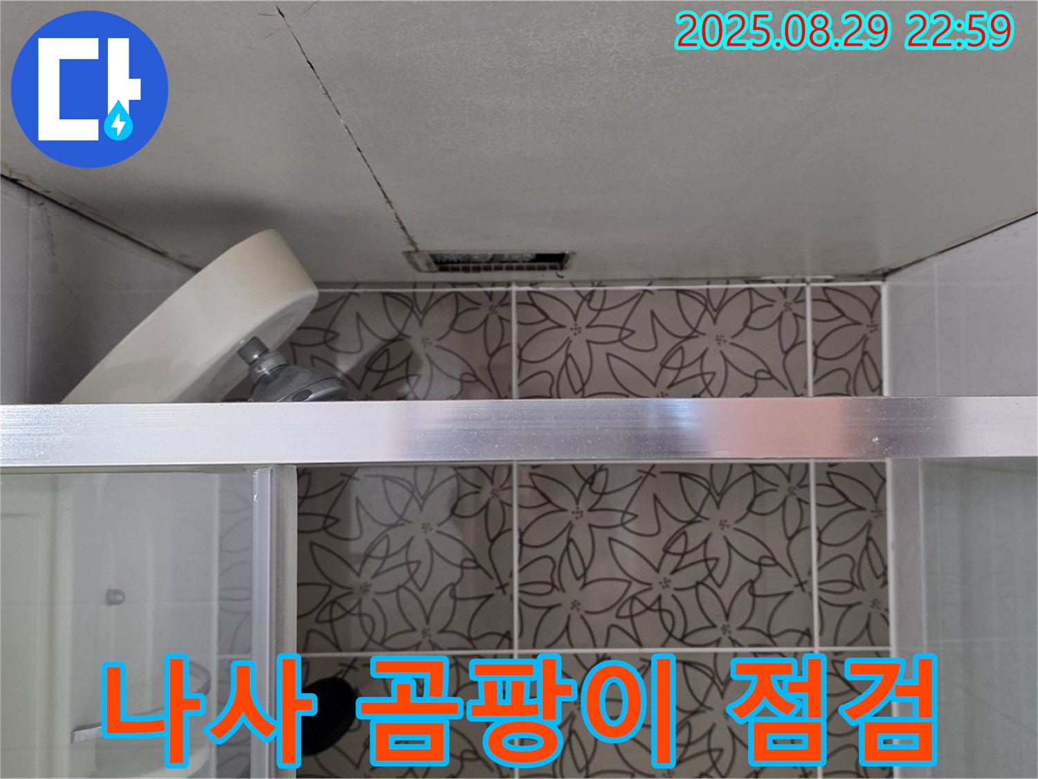 양주 서광아침의빛아파트 욕실 - 샤워기 벽 고정 나사 주변 실리콘 손상 및 곰팡이 점검 사진