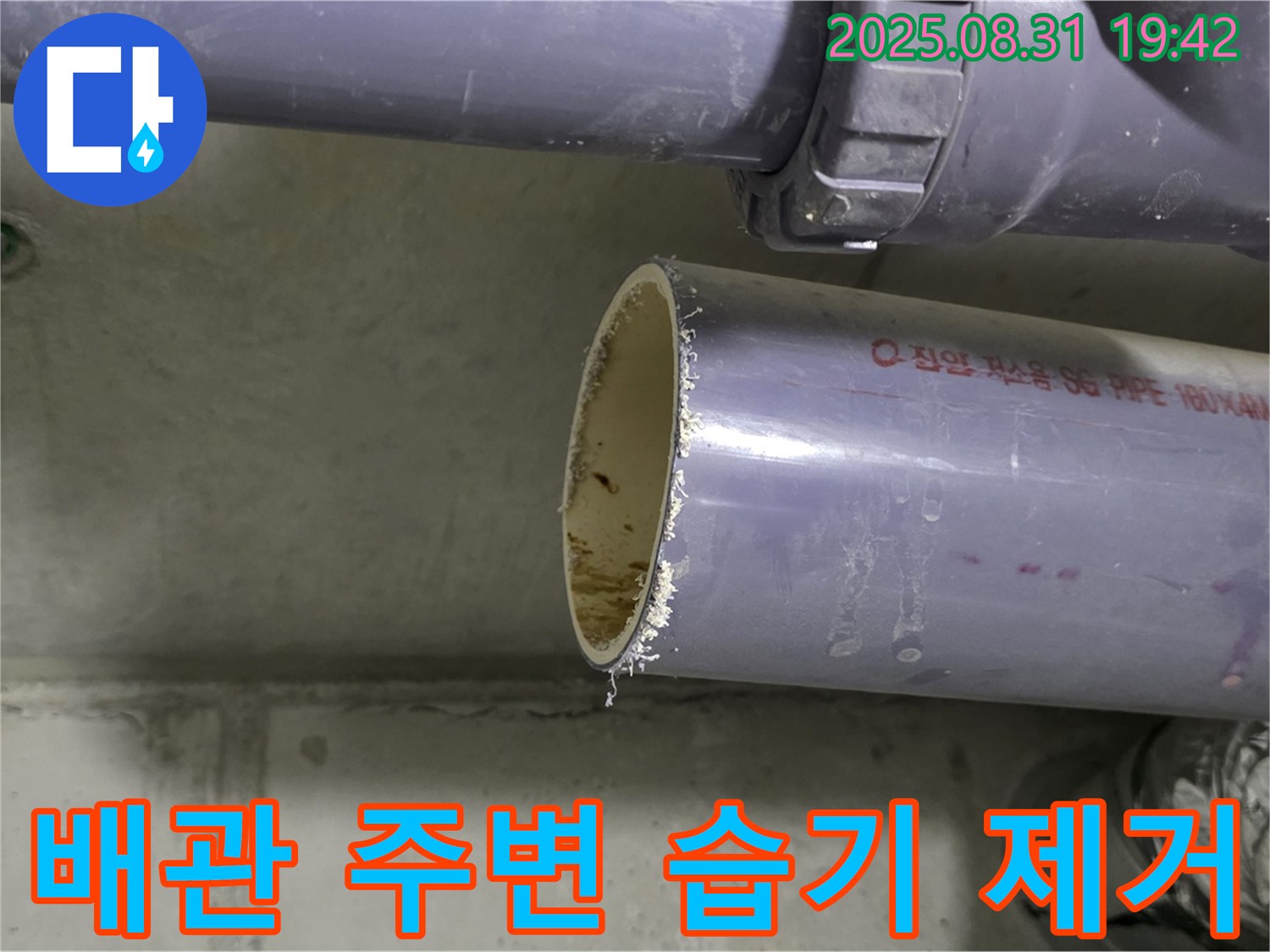배관 주변 습기 제거 작업 - 쾌적한 환경 조성을 위한 필수 과정