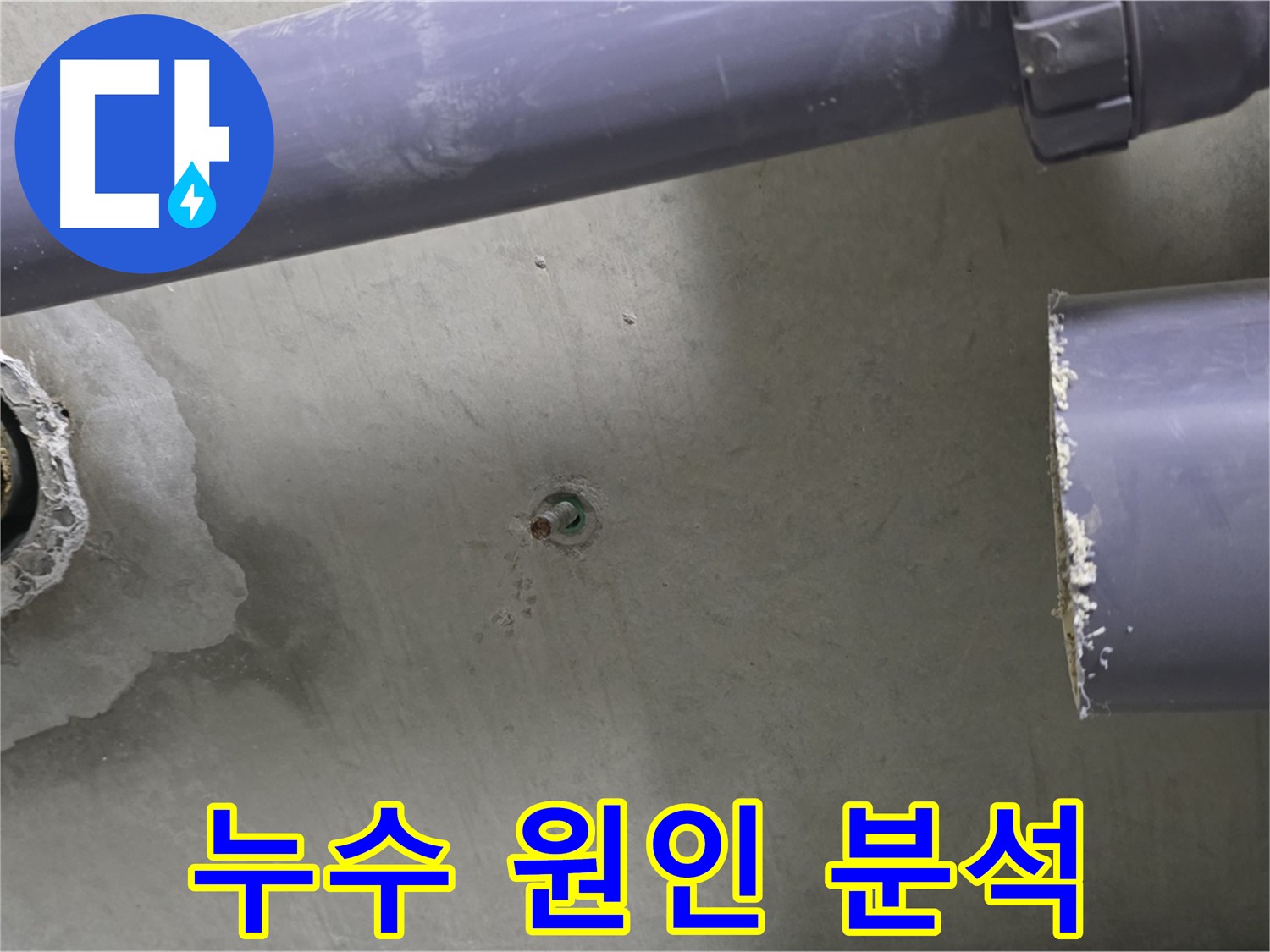 분당 운중동 산운마을 6단지 아파트 누수 현장에서 누수 원인을 꼼꼼하게 분석하는 모습 - 재발 방지를 위한 철저한 분석!