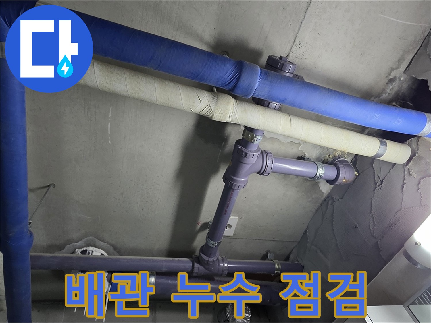 분당 운중동 산운마을 6단지 아파트 배관 누수 점검 - 누수 부위를 찾기 위해 꼼꼼하게 확인하고 있습니다.