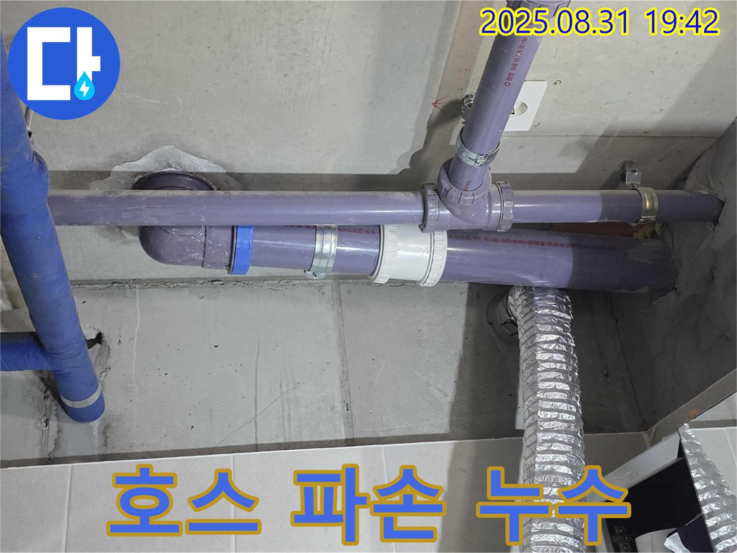 분당 운중동 산운마을 아파트 - 세탁기 배수 호스 연결 부위 파손 누수 - 누수 전문가가 꼼꼼하게 점검하고 해결했습니다.