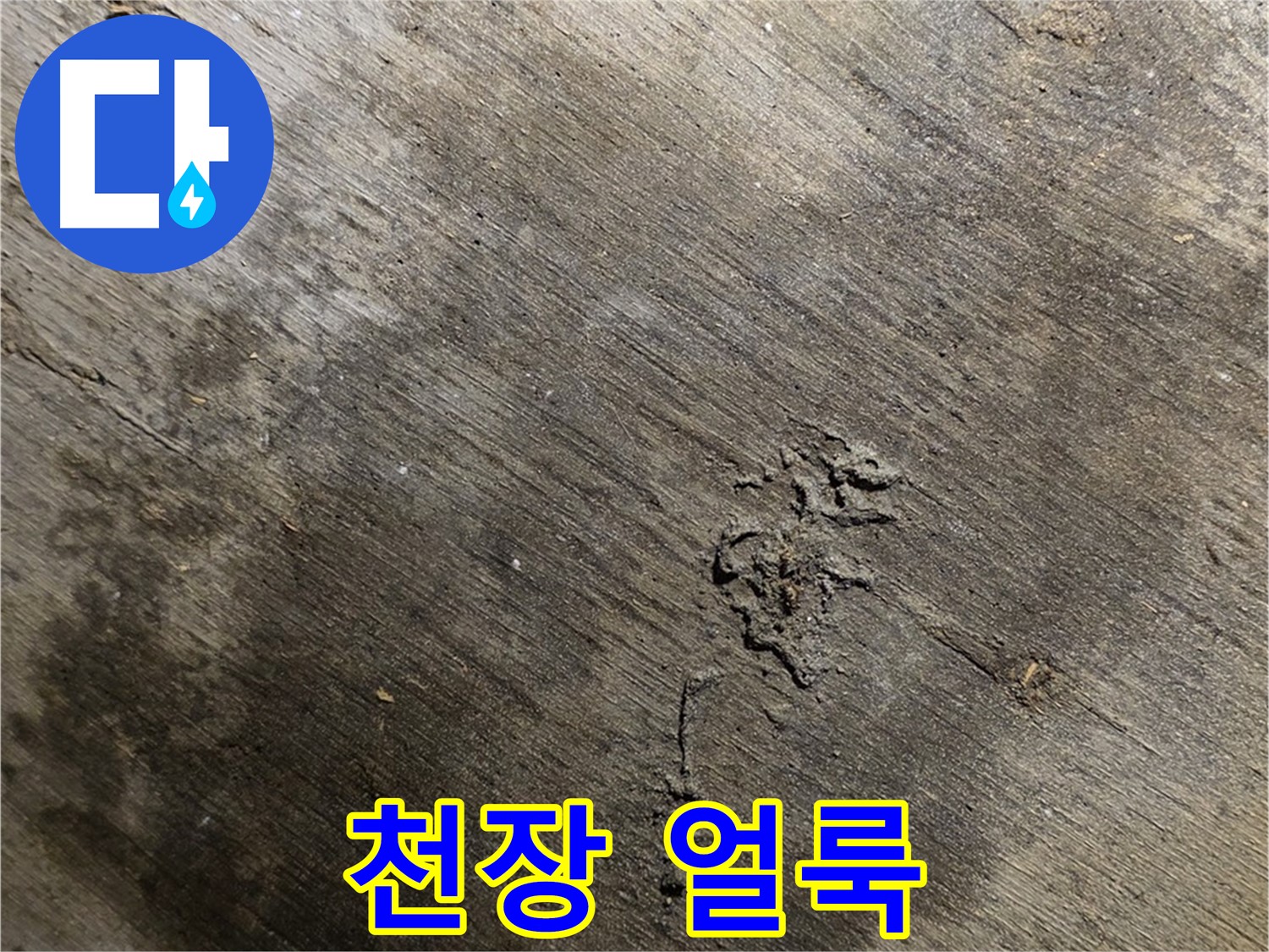 천장 얼룩 - 천장에 생긴 물 얼룩을 보여주며 - 과거 누수의 흔적일 수 있습니다.