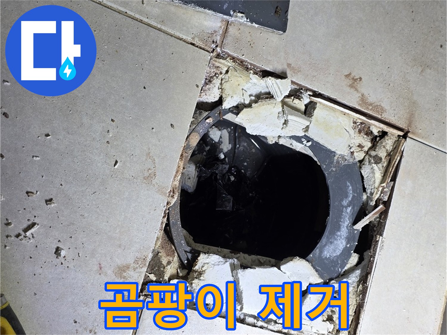 양주 옥정동 율정마을13단지 욕실 - 배수구 주변 방수 작업 전 깨끗하게 곰팡이 제거 완료