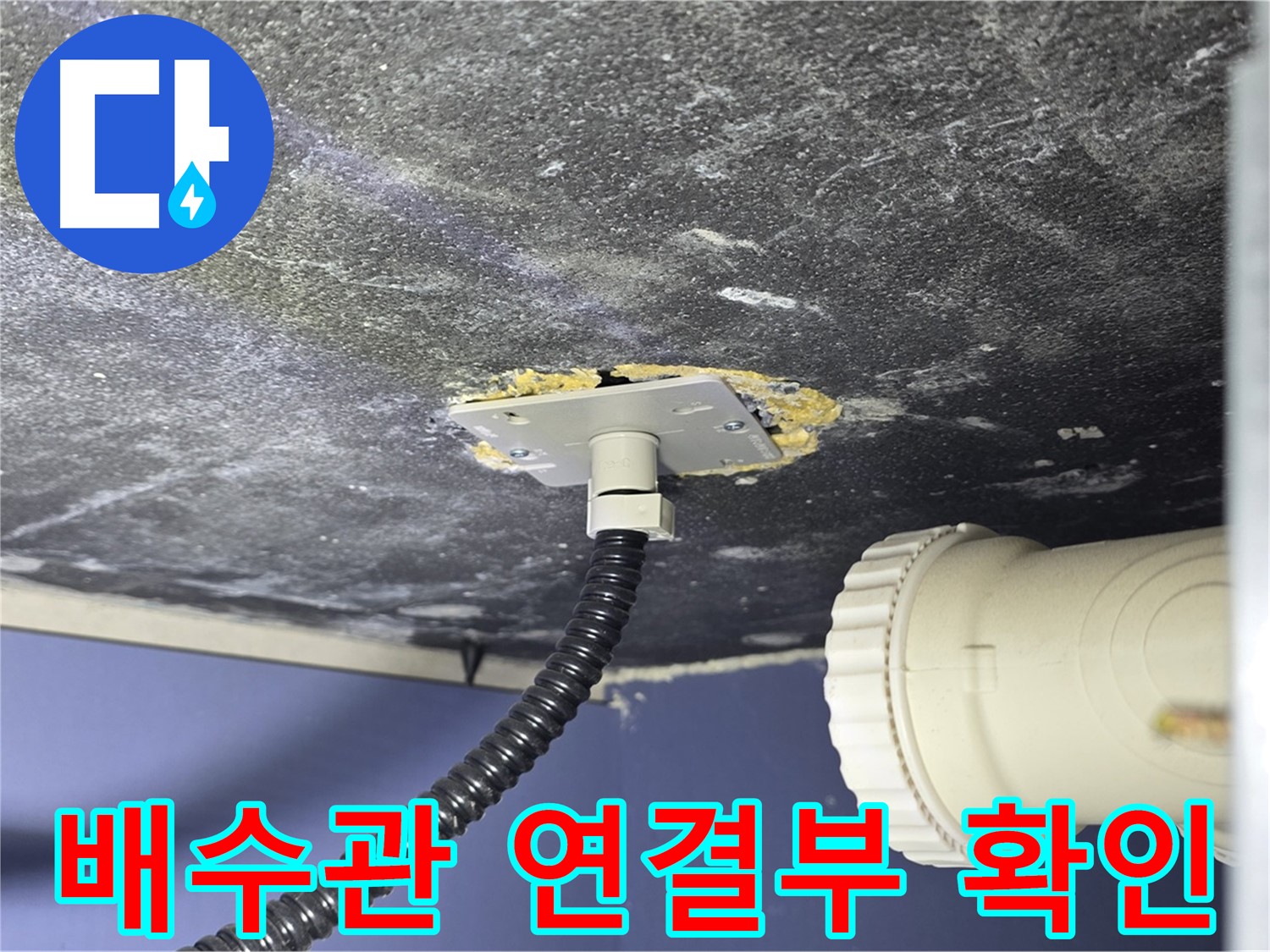 운정어반프라임 싱크대 배수관 연결부 누수 - 누수 지점을 확인하고 보수 계획을 세우는 모습