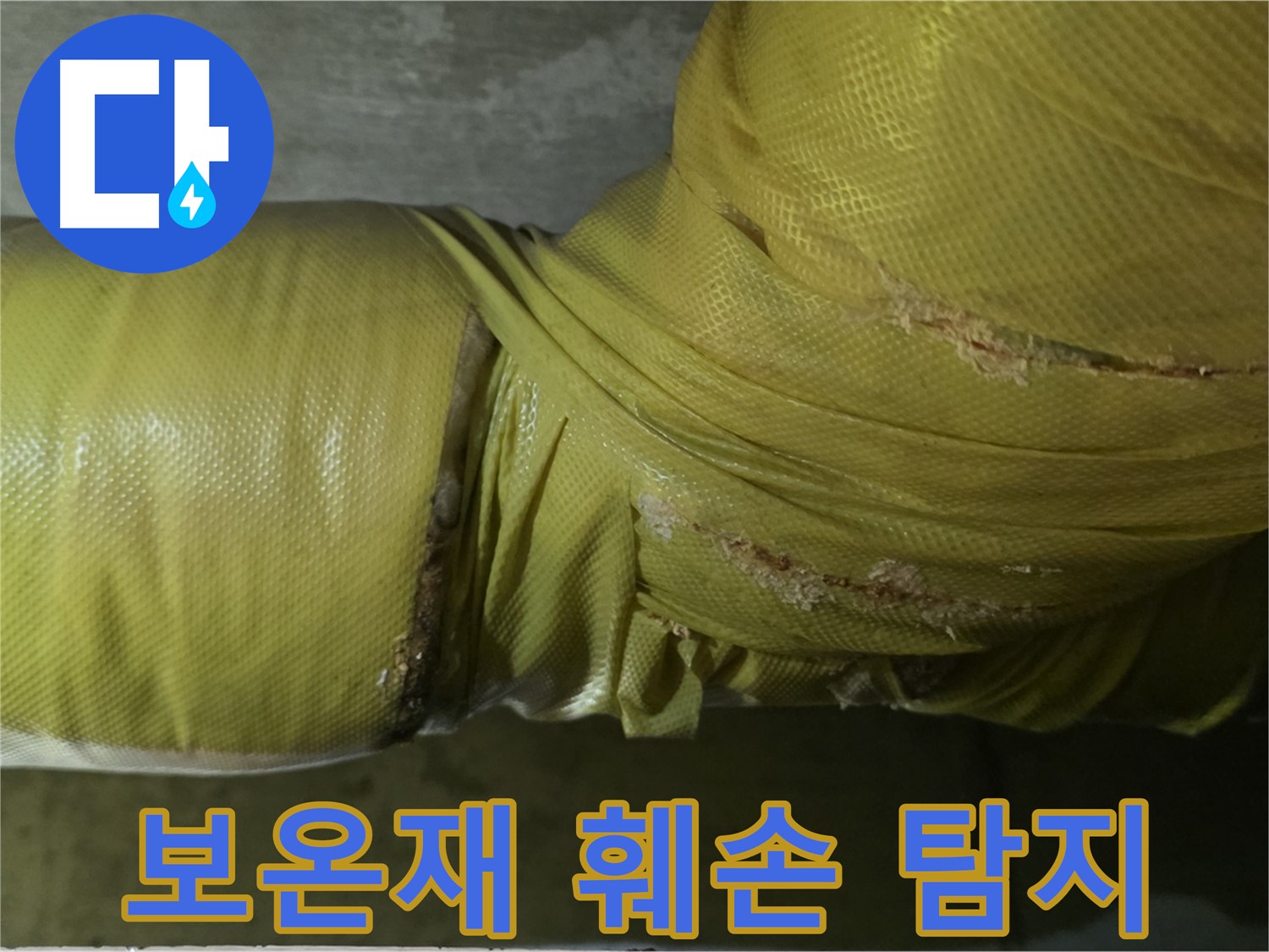 훼손된 배관 보온재 - 누수 탐지 시 놓치기 쉬운 부분, 꼼꼼히 확인해야 합니다.