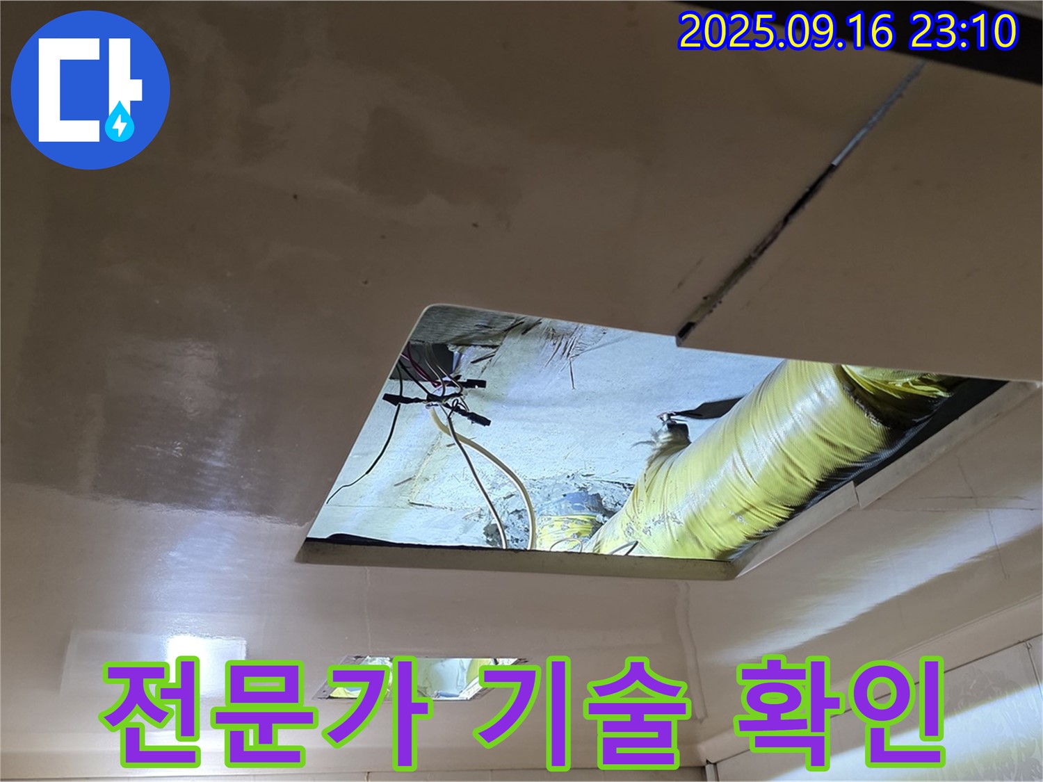 천장 속 점검 - 천장 속에서 누수 해결 전문가가 기술력을 발휘하고 있습니다.