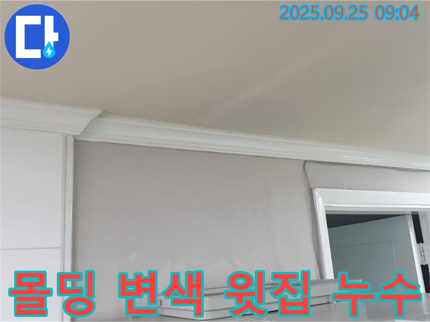 양주시 백석읍 연곡리 - 천장 몰딩 변색, 윗집 누수 의심될 땐 전문가에게 문의하세요.