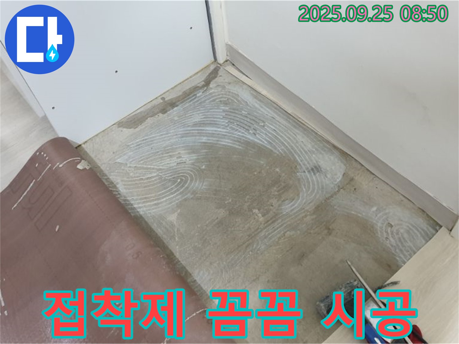 양주시 연곡리 바닥 접착 시공 전 접착제 꼼꼼하게 시공 - 완벽한 시공 과정 공개!