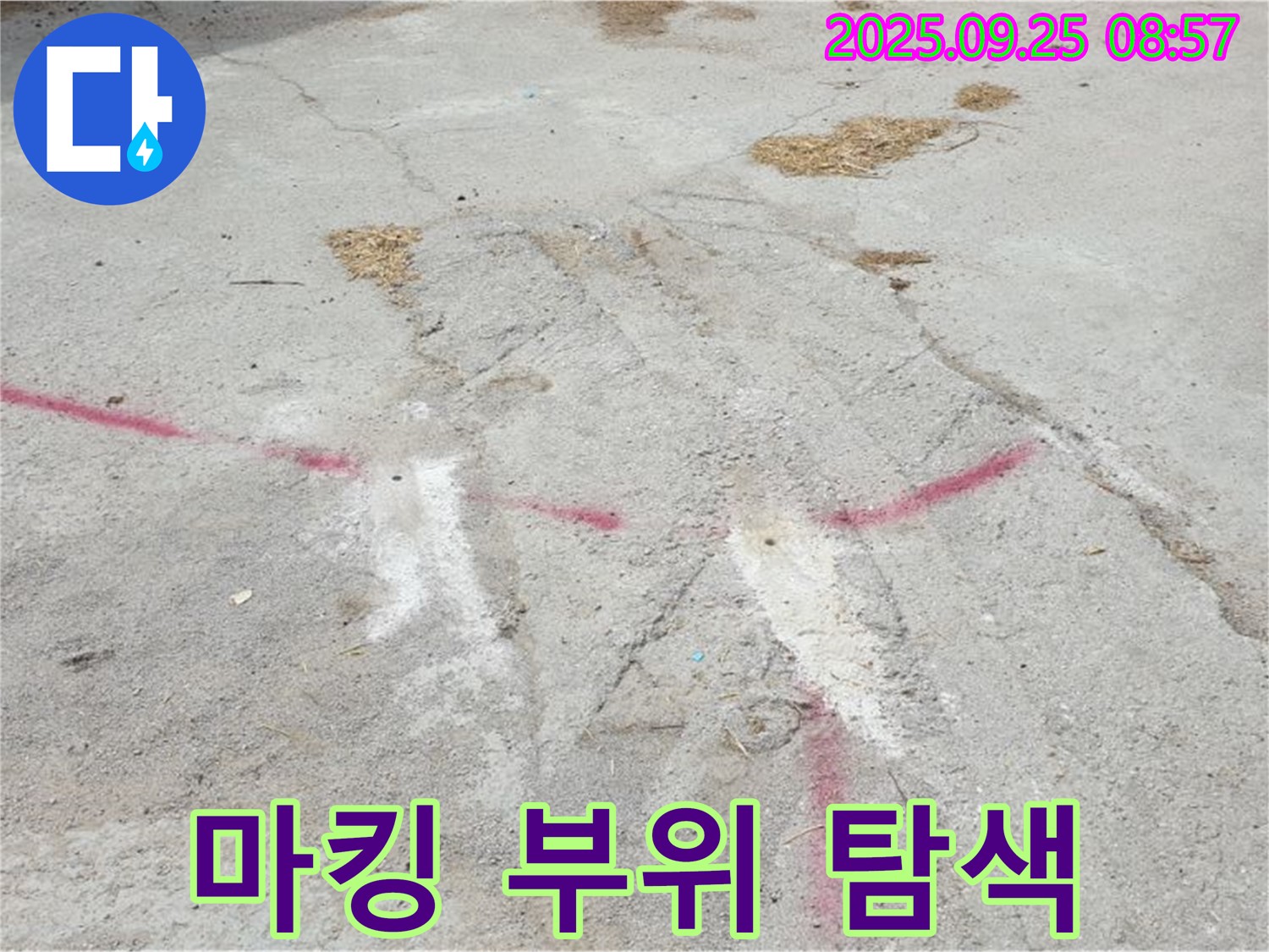 붉은색 마킹 부위 집중 탐색 후 고객 만족을 최우선으로 하는 맞춤형 솔루션 제공 - 양주시 백석읍 복지리 누수 탐지