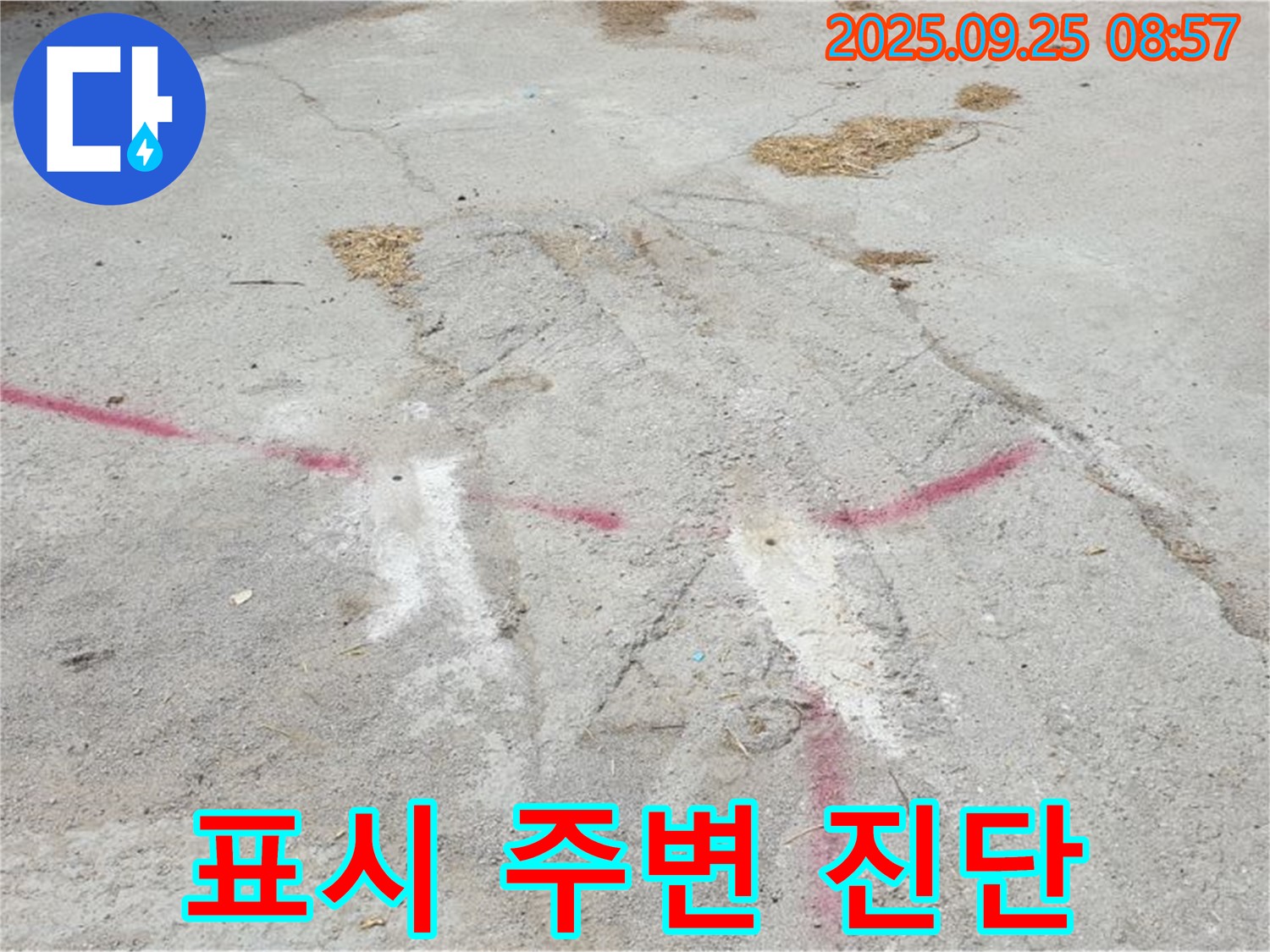 붉은색 표시 주변 누수 가능성 진단 - 양주 백석 복지리 누수 점검