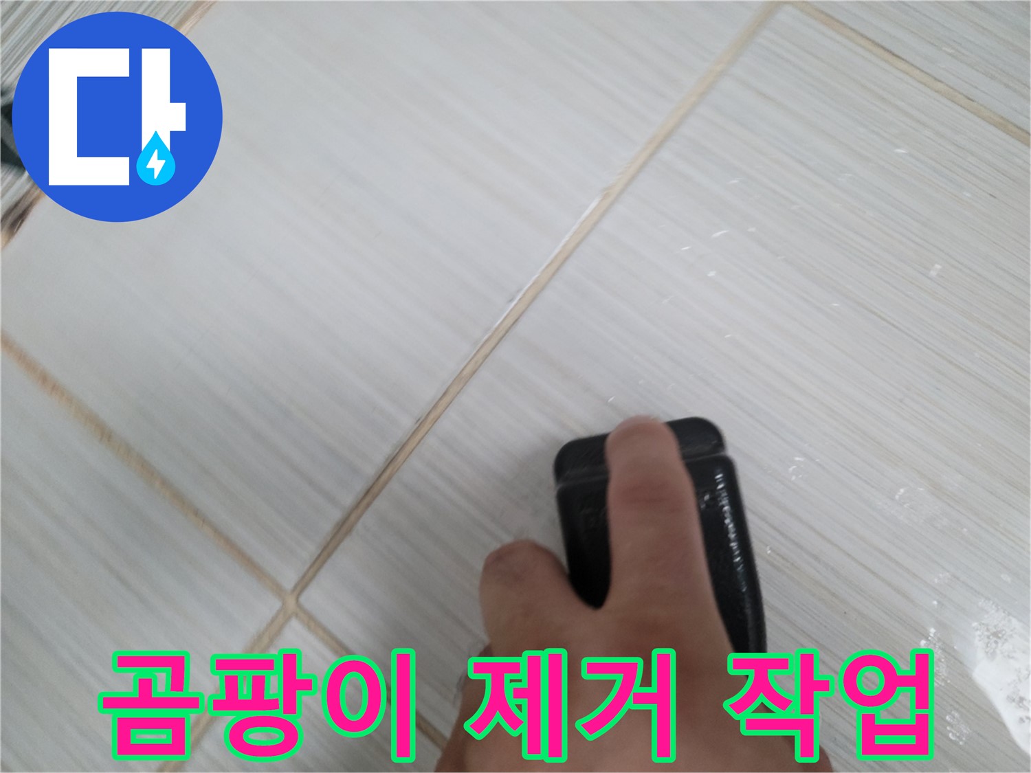 타일 틈새 - 곰팡이 제거 작업 꼼꼼하게 진행 중