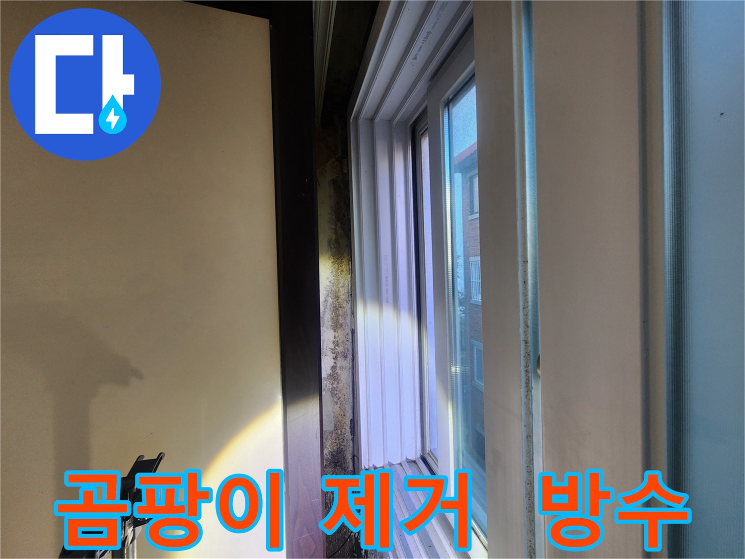 창틀 주변 곰팡이 제거 후 완벽 방수 시공 - 노원구 공릉동 누수 해결