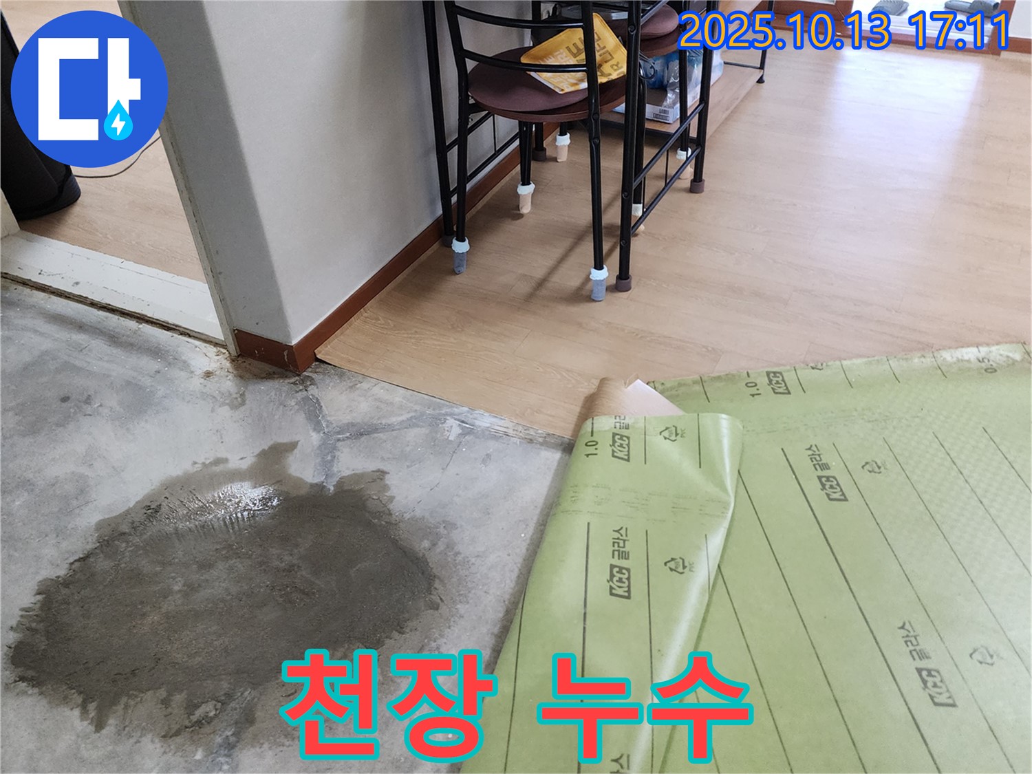 양주시 남면 주택 천장 누수 - 누수 발생 지점을 명확하게 보여줍니다.