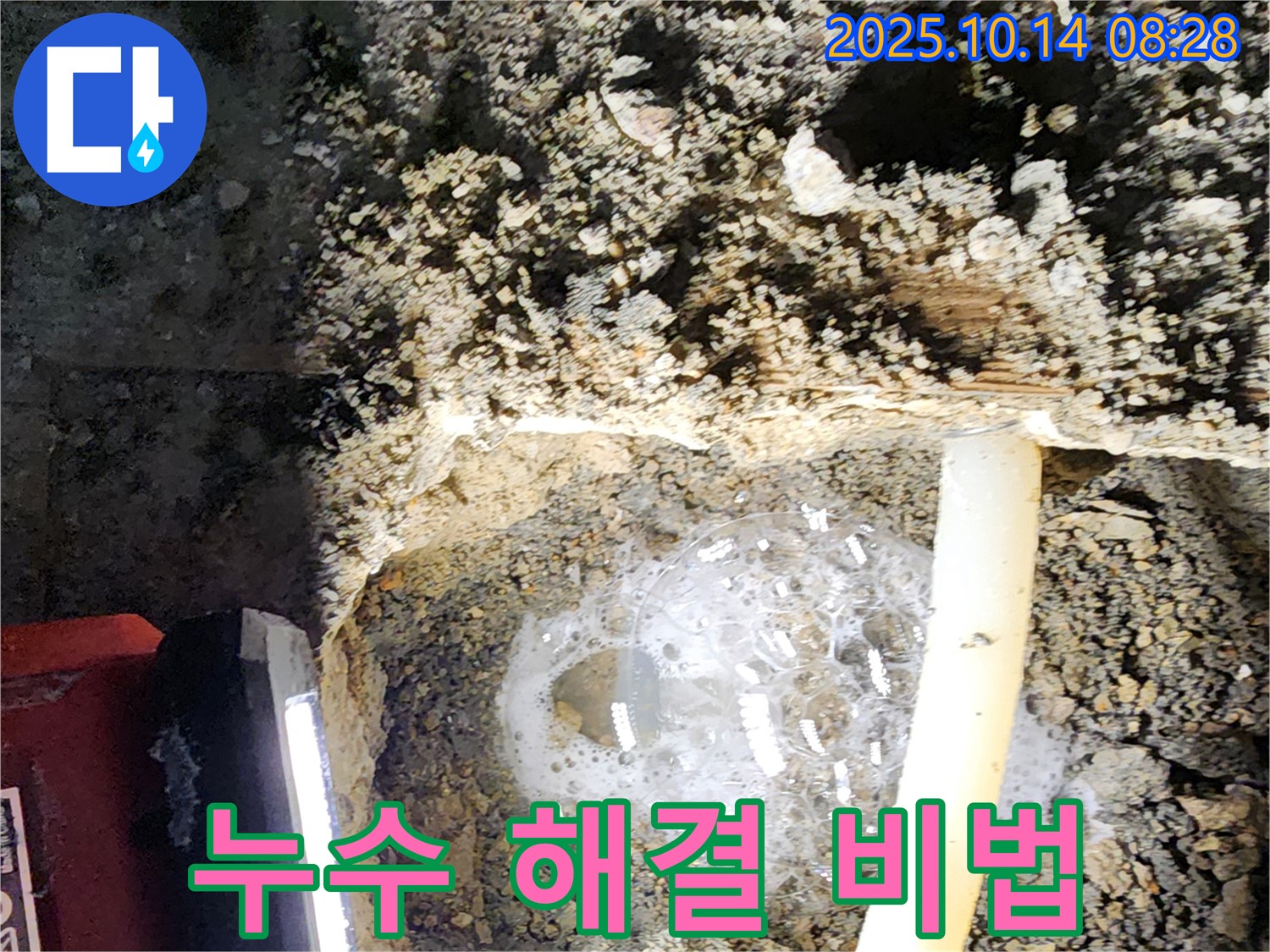 양주시 남면 두곡리 누수 현장에서 누수 해결 비법을 보여주는 모습 - 누수 탐지부터 시공까지 완벽하게 해결합니다.