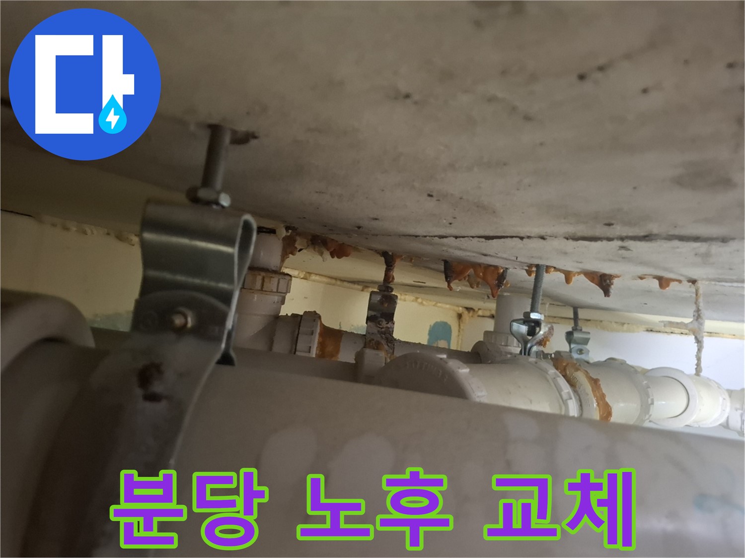 분당 봇들마을 아파트 - 배관 상태 점검 - 노후 배관으로 교체 결정 - 안전 우선