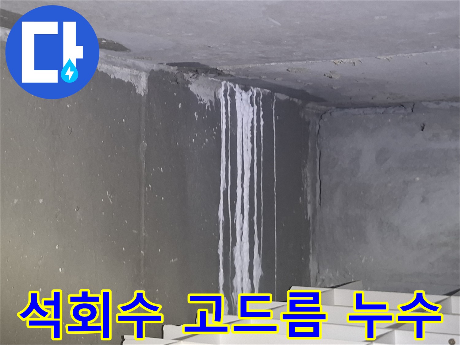 분당구 삼평동 주차장 누수 - 석회수 고드름 심각