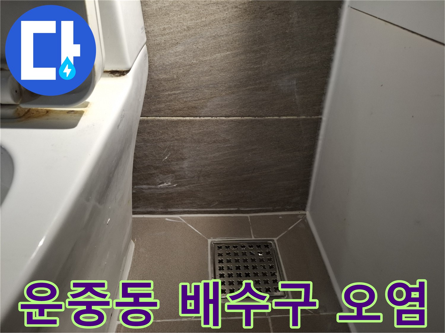 판교 운중동 화장실 배수구 덮개 주변 오염 - 꼼꼼 청소 해결?