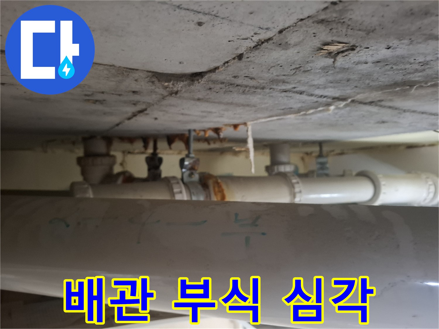 성남 분당 봇들마을2단지 아파트 - 천장 배관 누수 및 부식 심각 단계