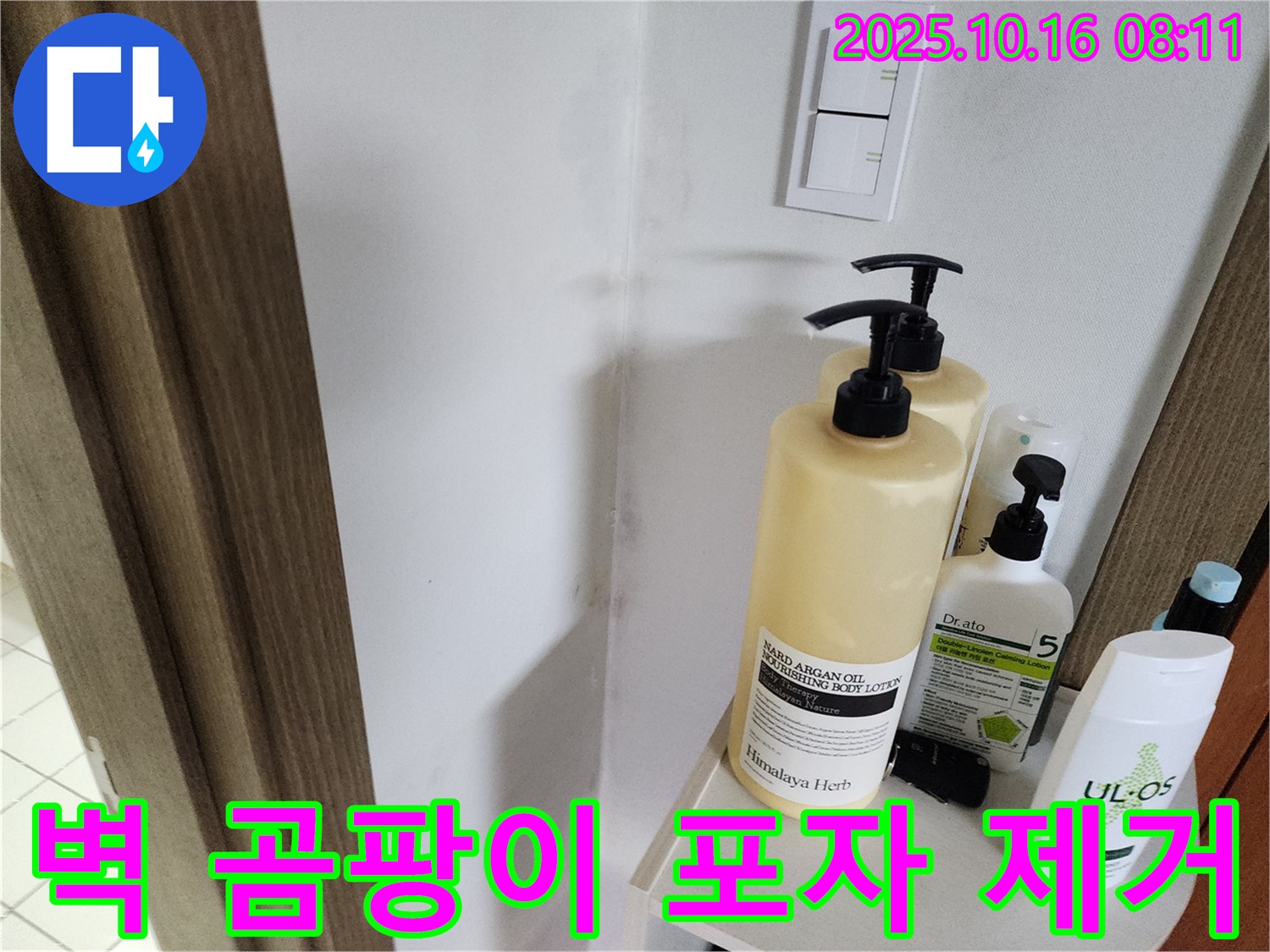 양주 남면 경신리 욕실 - 벽 곰팡이 - 곰팡이 포자까지 싹 제거하는 시공