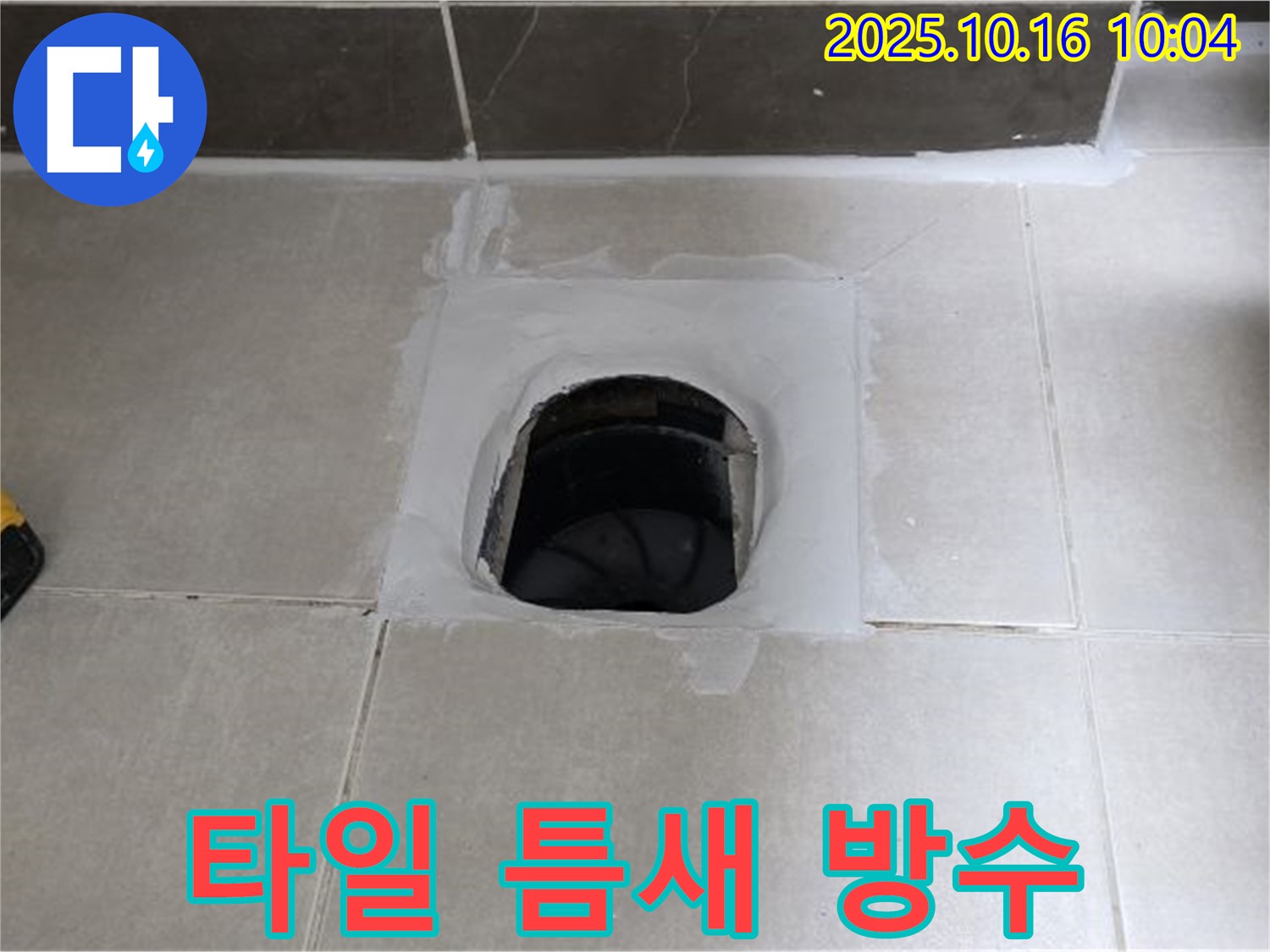 양주 옥정동 율정마을 욕실 하수구 주변 타일 틈새 곰팡이 제거 및 방수 - 누수 해결