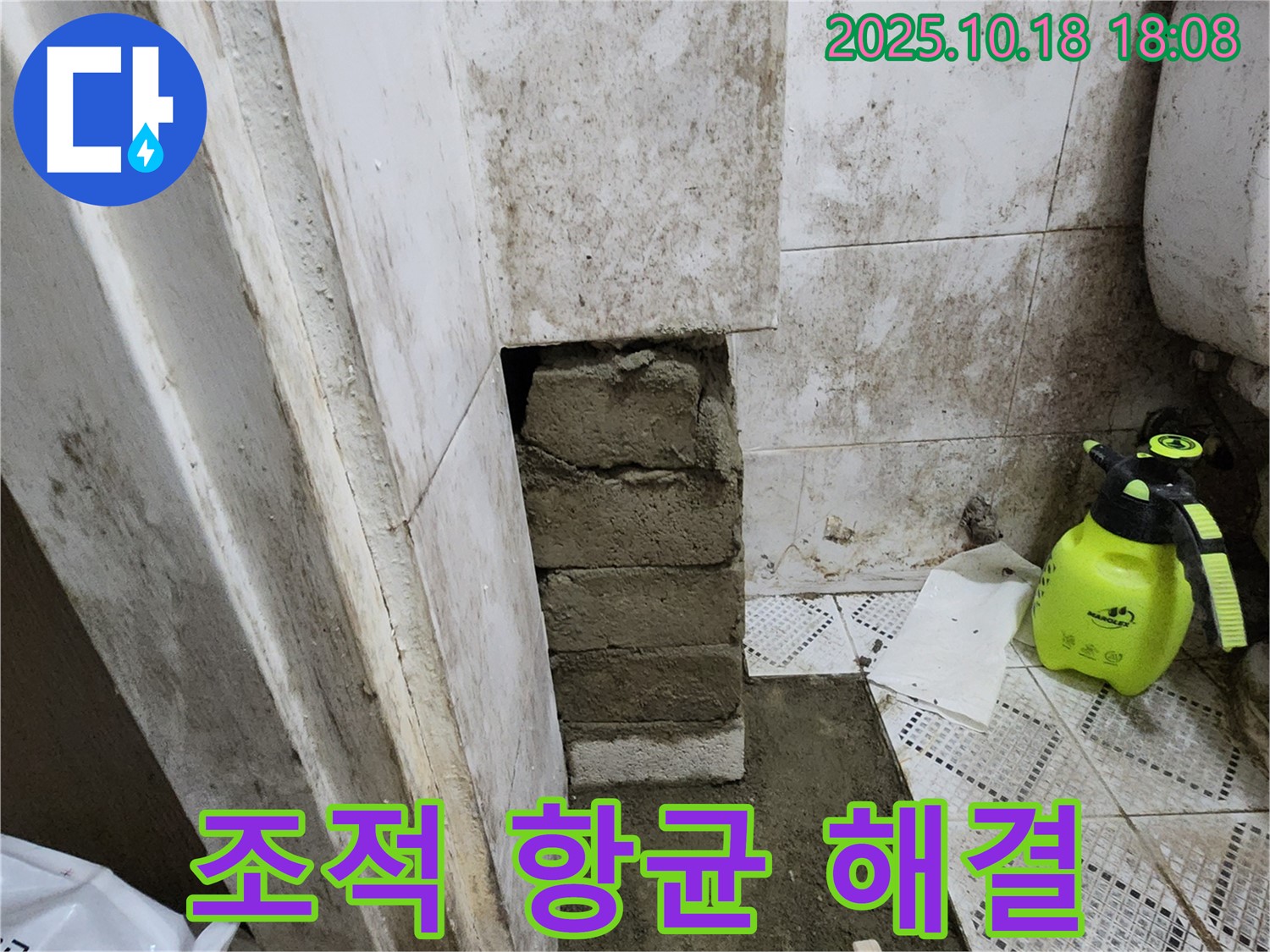 양주시 장흥면 욕실 벽 곰팡이 - 벽돌 조적 후 항균 방수 코팅으로 곰팡이 재발 완벽 해결!
