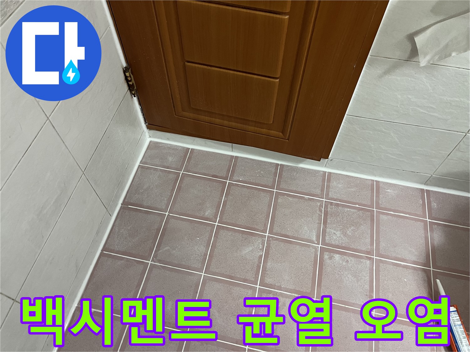 금천구 독산동 형제맨션빌 욕실 - 문 주변 타일 틈새 백시멘트의 심각한 균열과 오염 상태 점검