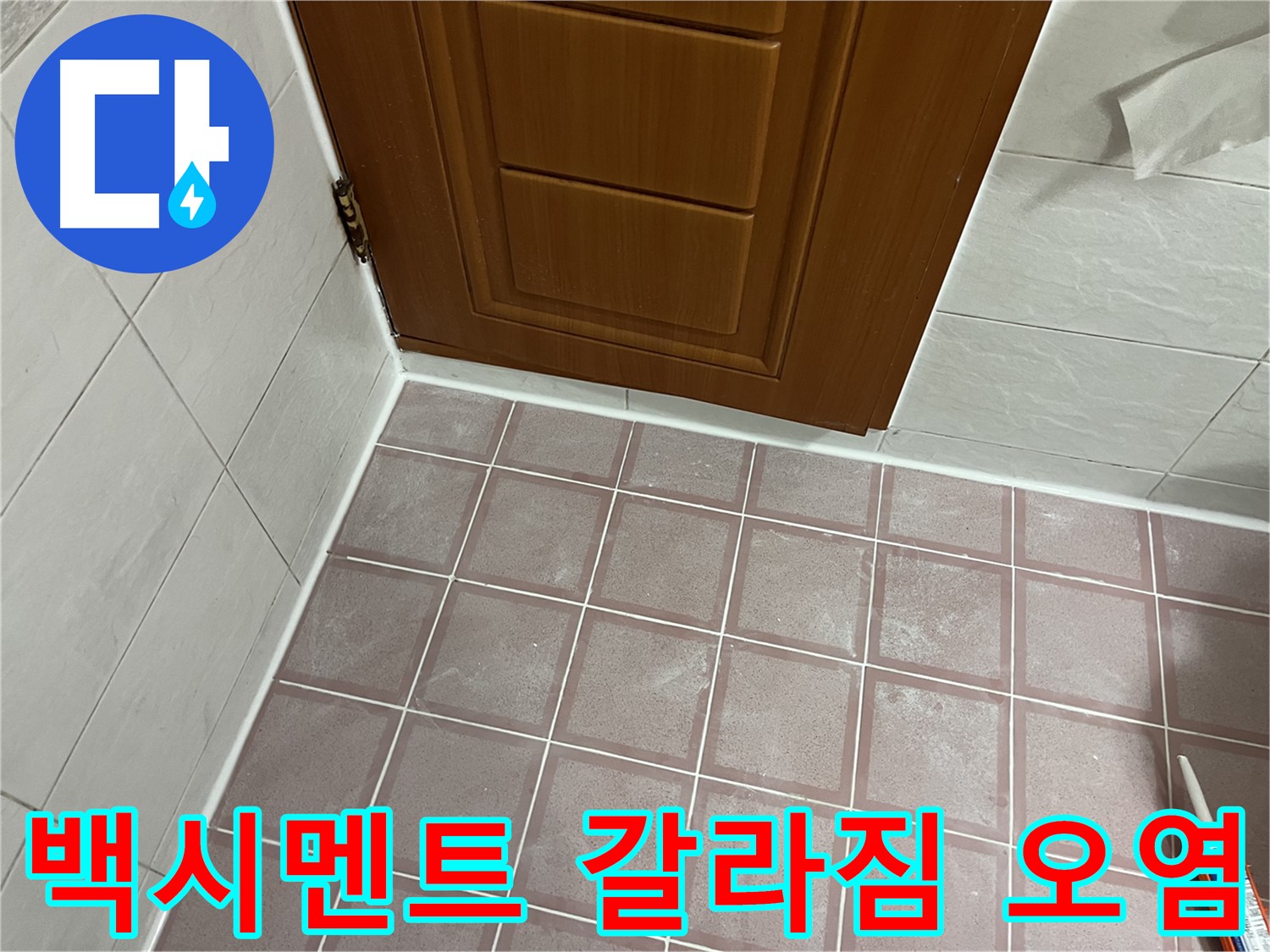 금천구 독산동 형제맨션빌 욕실 - 문턱 타일 사이 백시멘트 갈라짐 및 오염 현상 점검