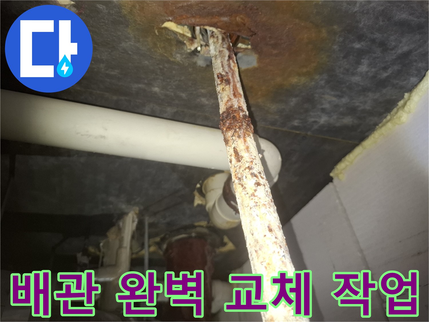 수원 신풍동에서 낡은 배관을 누수 방지를 위해 완벽하게 교체하고 있습니다 - 꼼꼼한 시공으로 누수 재발을 확실하게 방지합니다.