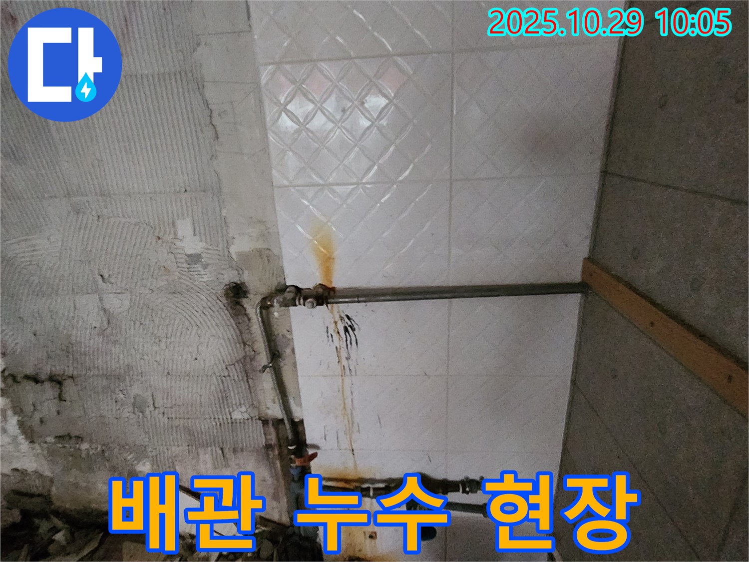 양주시 회암동에서 발생한 심각한 배관 누수 - 누수탐지 전문가가 정확한 진단과 신속한 수리를 제공합니다.