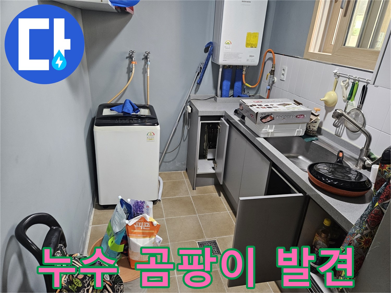 양평 용문 어수리 - 씽크대 하부장 & 세탁기 누수 - 곰팡이 발견