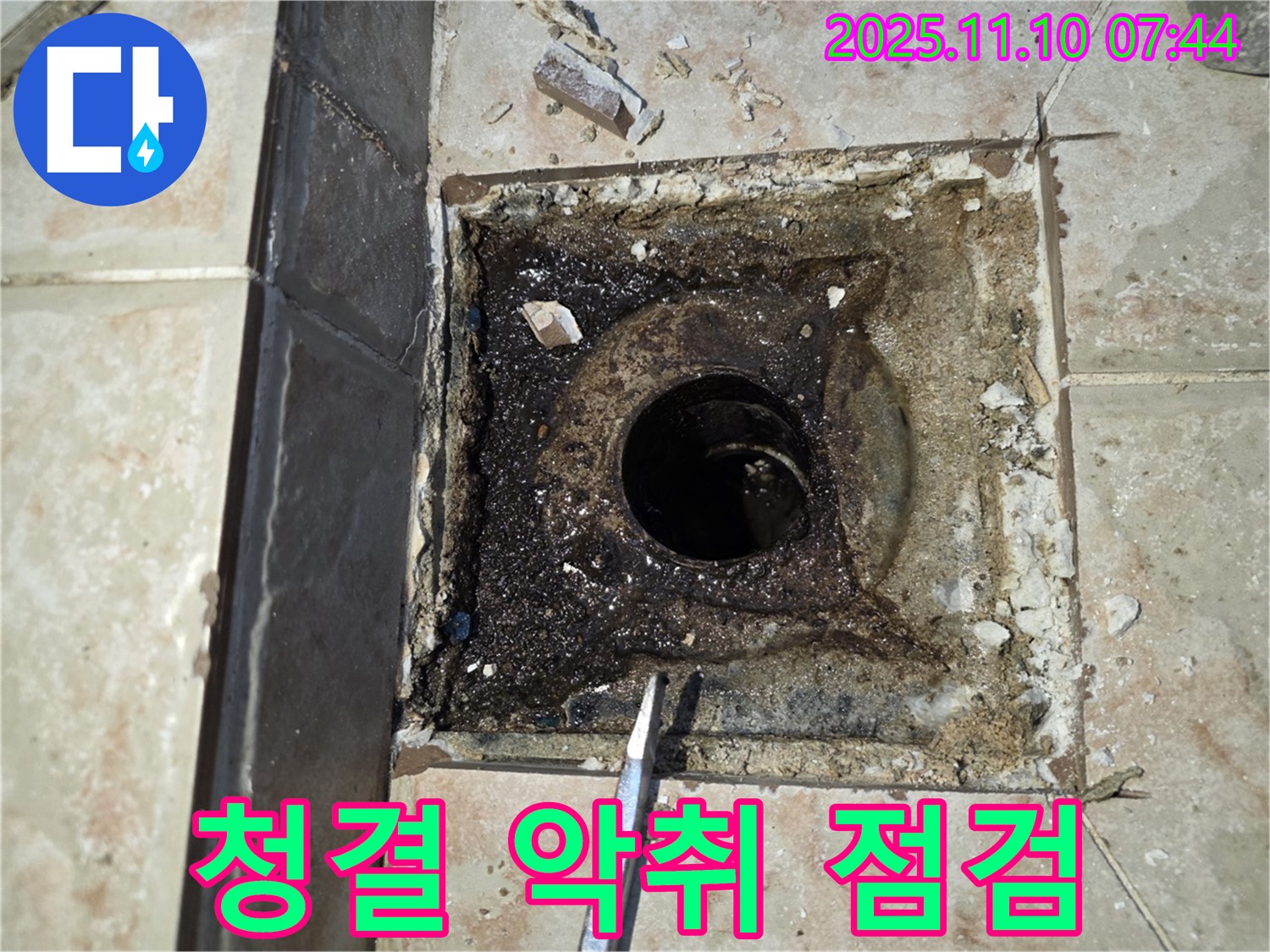 안양 초원맨션 누수 - 욕실 하수구 주변 청결 상태 불량 및 악취 발생 여부 점검