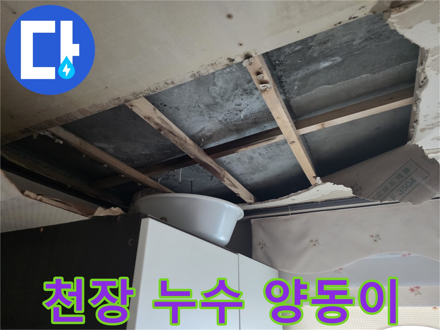 천장 누수로 인한 양동이 설치 - 안양 누수 현장