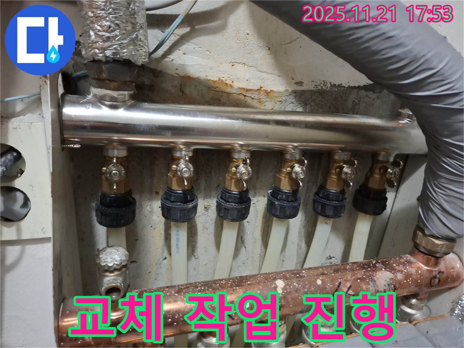 분배기 교체 작업 진행 중 - 숙련된 기술로 신속하게 해결!