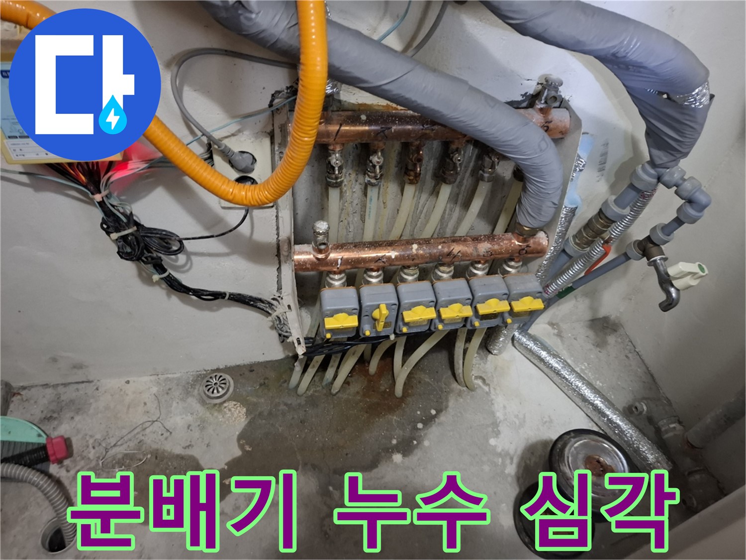 분배기 누수 심각 - 낡은 분배기에서 심하게 누수가 발생하고 있습니다.