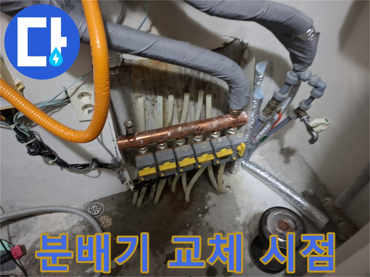 신림 누수 현장 - 낡은 분배기의 상태를 점검하고 전체 교체 여부를 결정합니다.