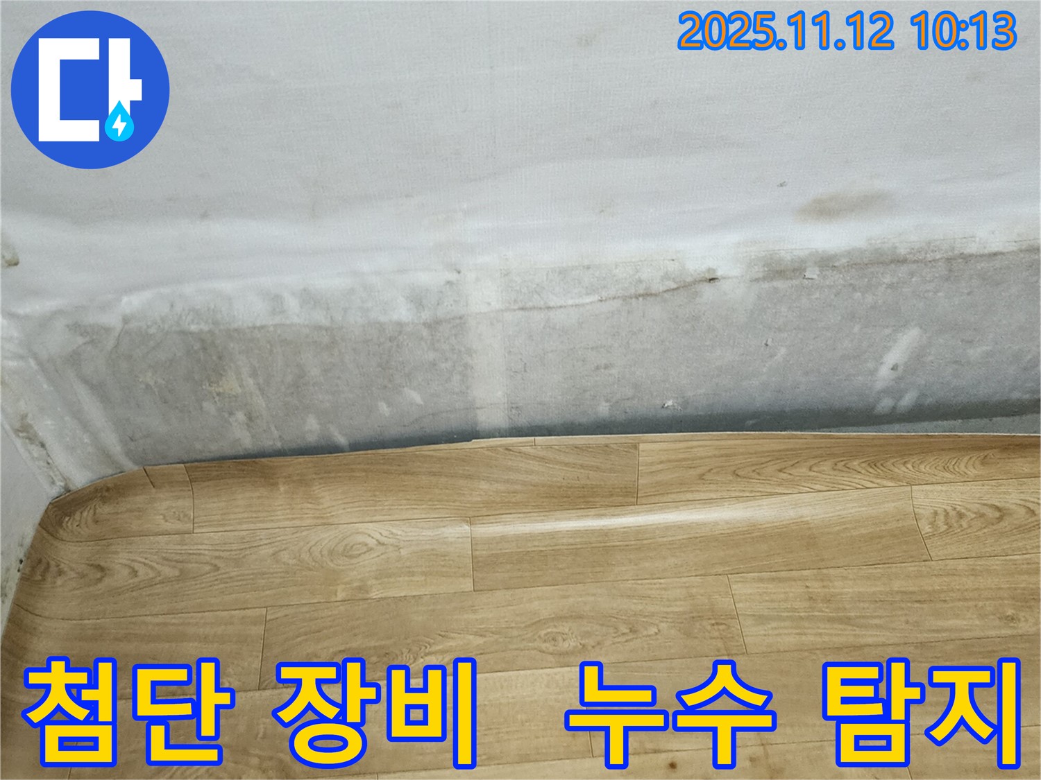 최첨단 장비를 이용한 누수 탐지 - 포천 무봉리 누수 현장에서 최첨단 장비를 사용하여 정확한 누수 지점을 탐지하는 이미지입니다.