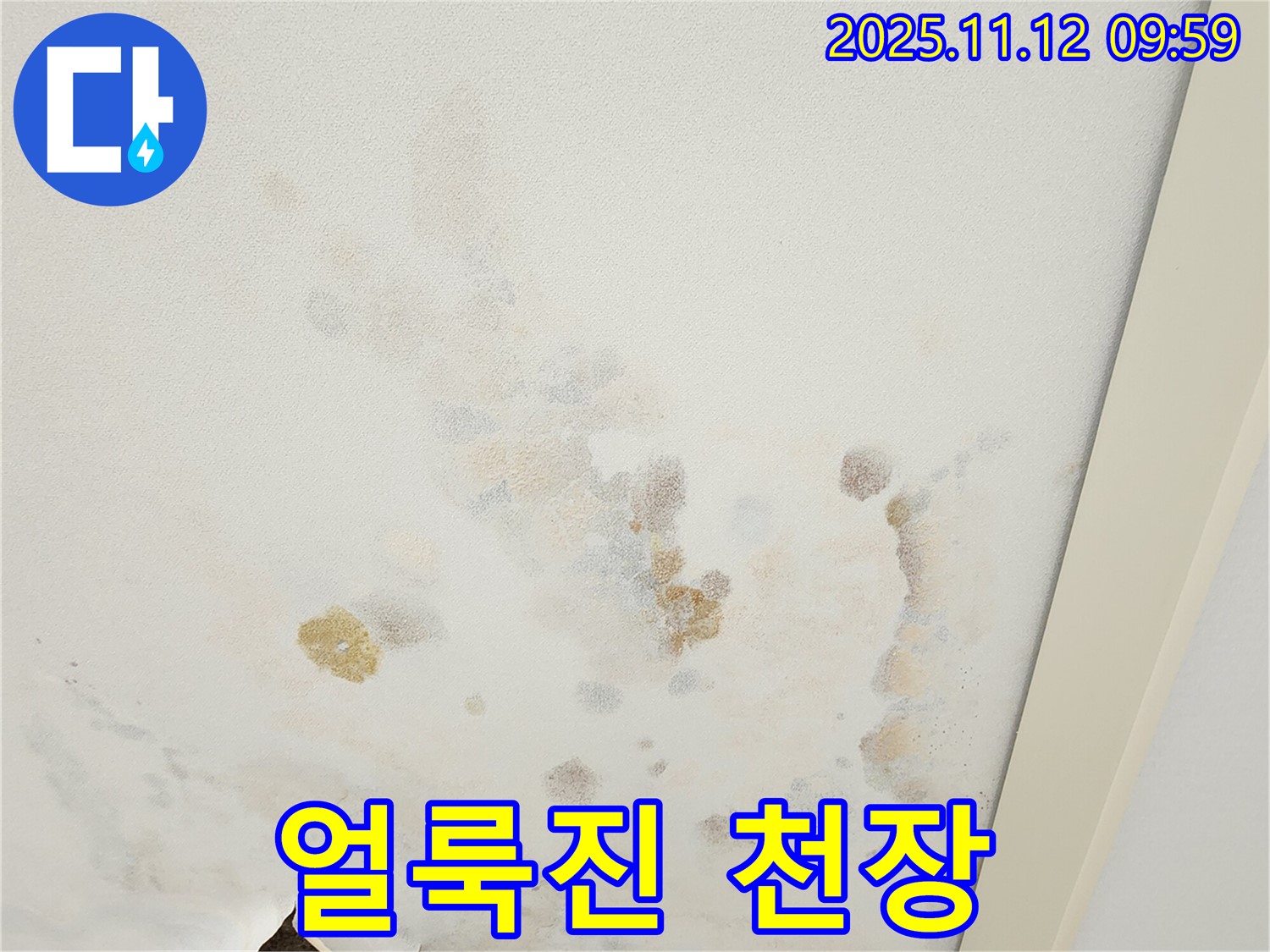포천 소흘읍 무봉리 누수 현장 - 심하게 얼룩진 천장