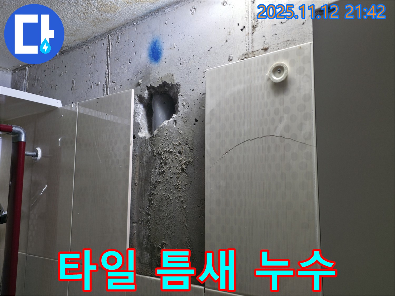 타일 틈새 누수 - 타일 틈새의 작은 누수도 놓치지 않고 꼼꼼하게 점검합니다.